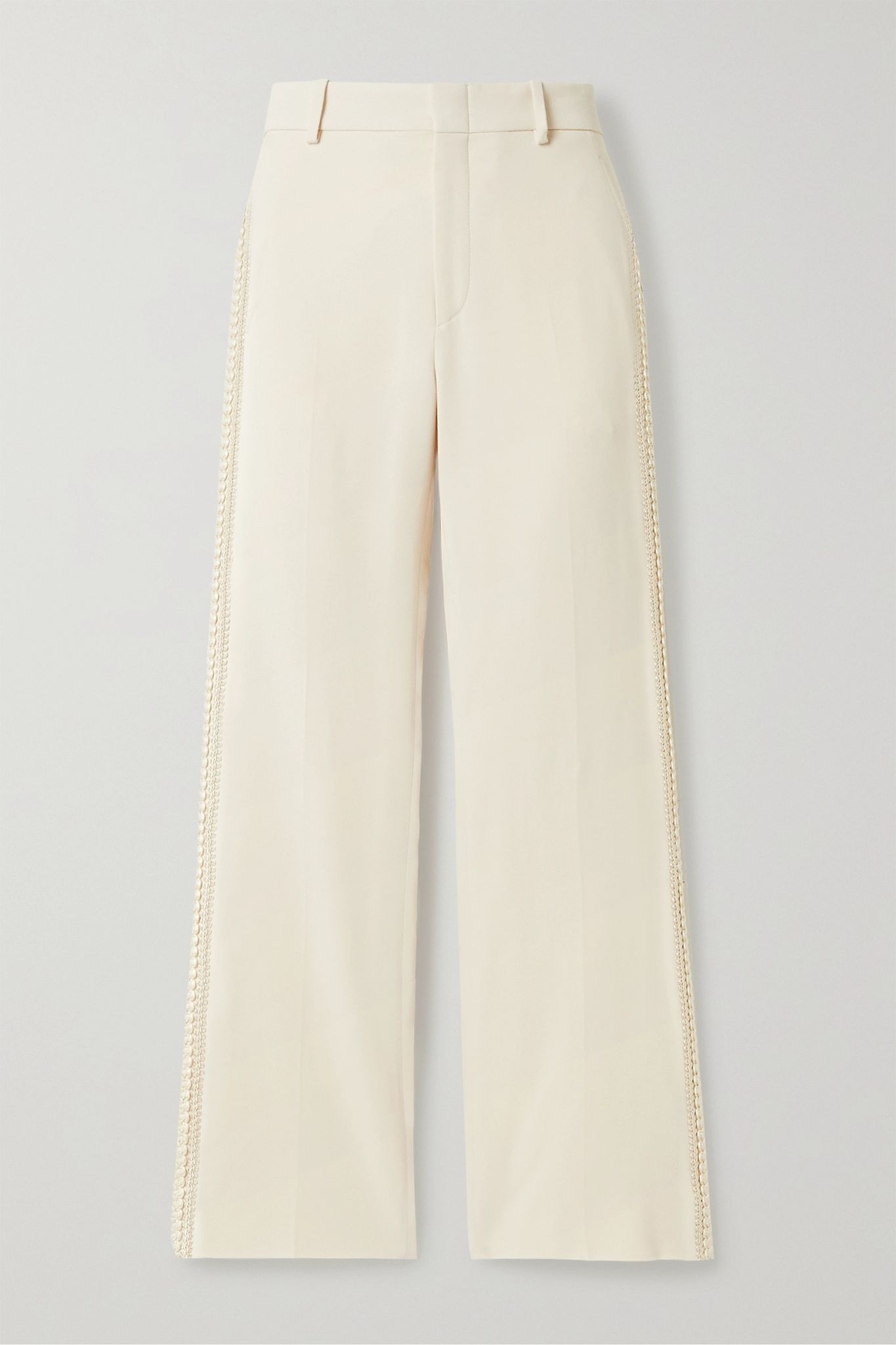 Appliquéd crepe wide-leg pants - 1