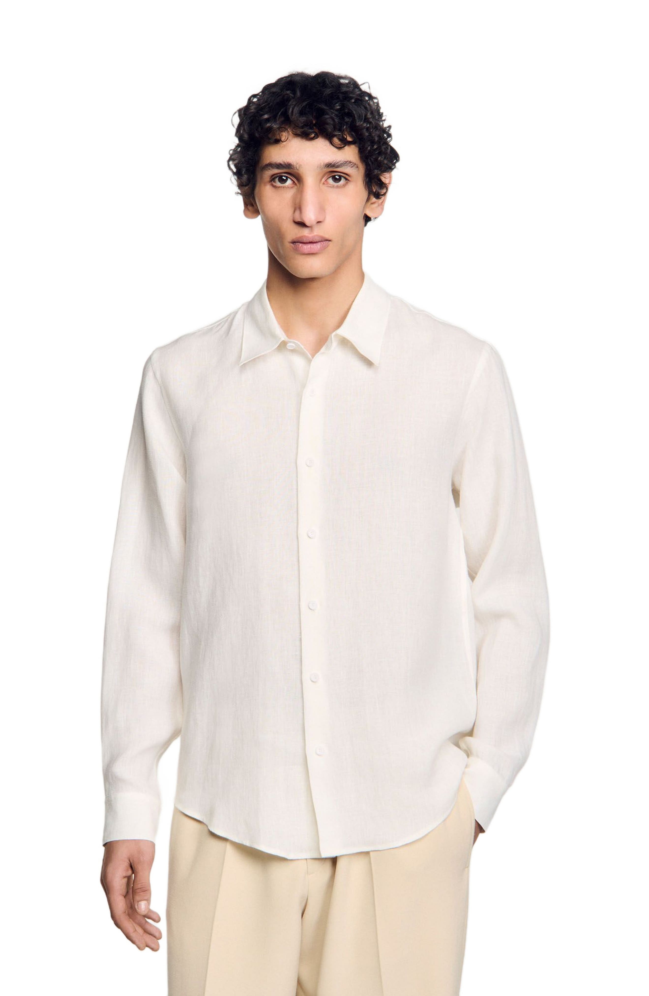 SANDRO Linen shirt in Ivory. at Nordstrom - 4