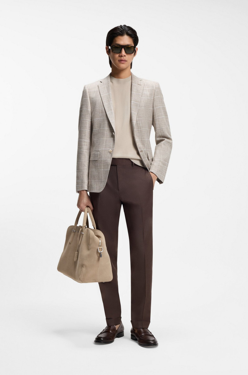 BOSS CHECKED SLIM-FIT JACKET IN A COTTON BLEND outlook