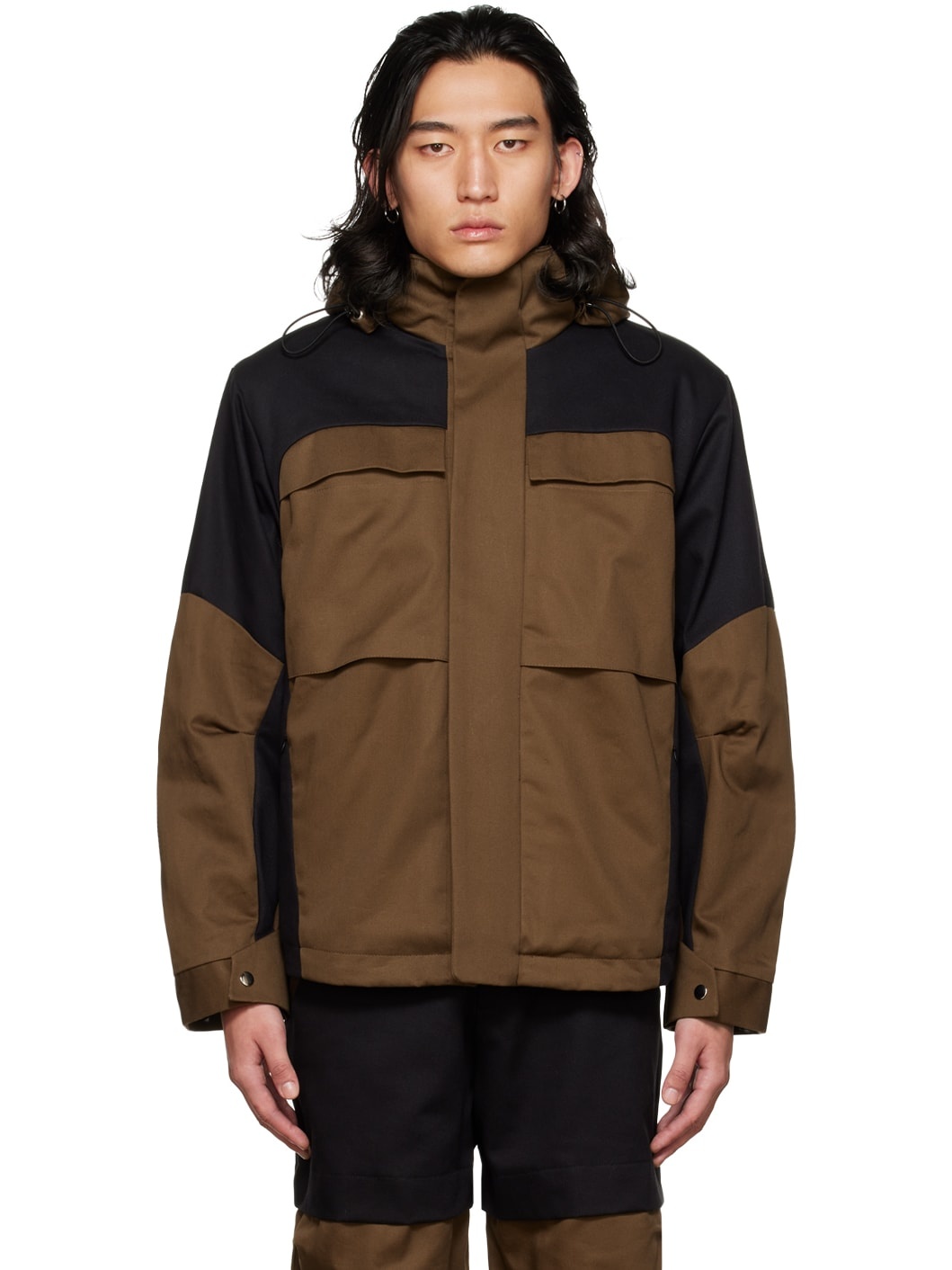 Black & Brown Paneled Jacket - 1