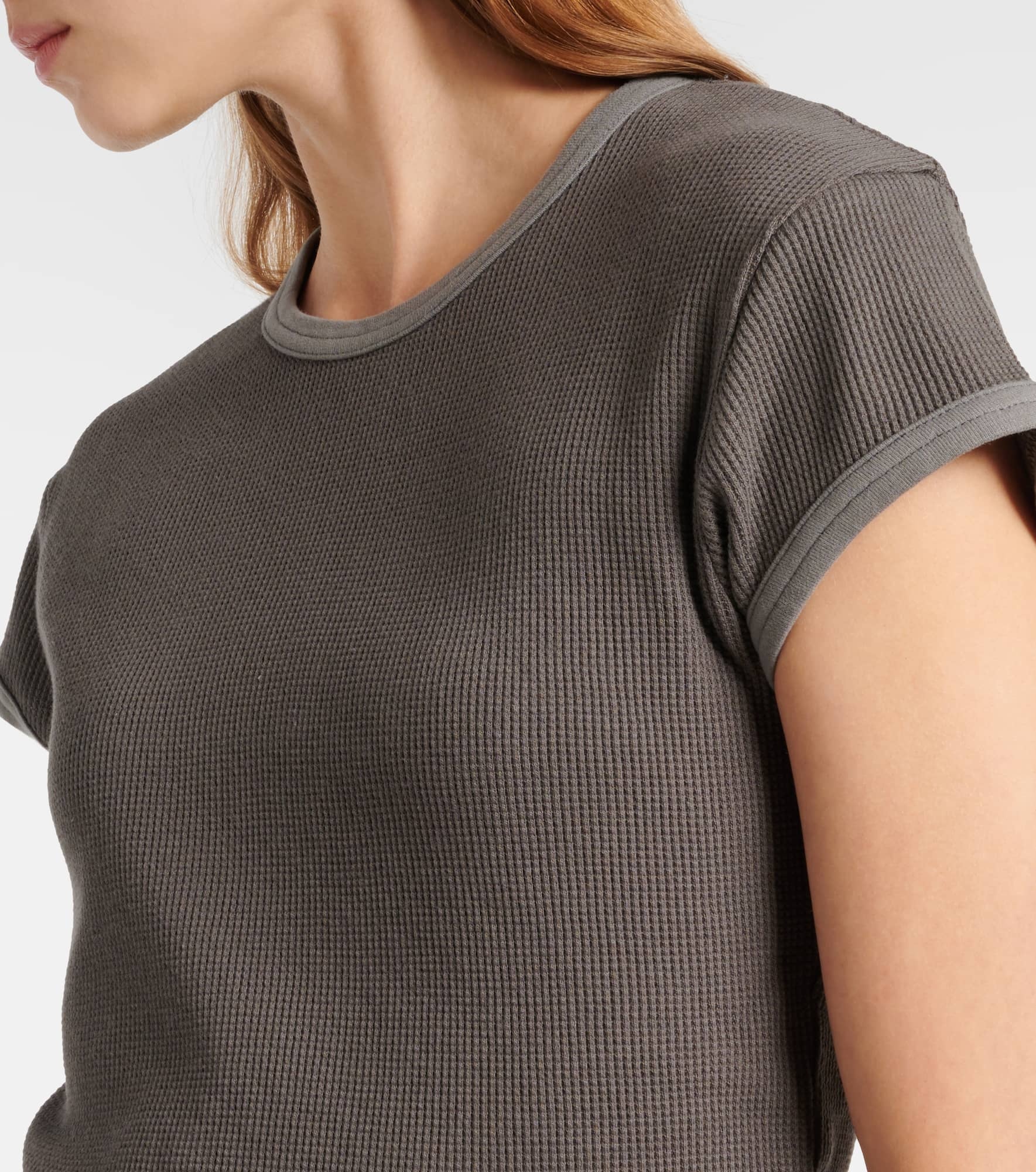 Waffle-knit cotton T-shirt - 4