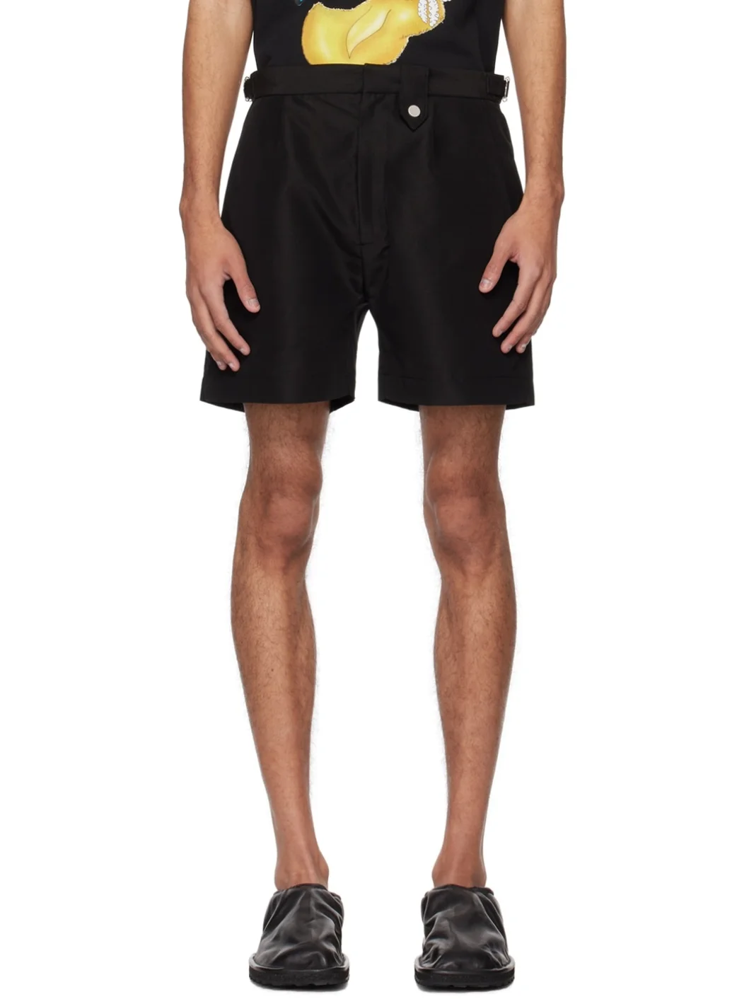 Black Cinch Tab Swim Shorts - 1