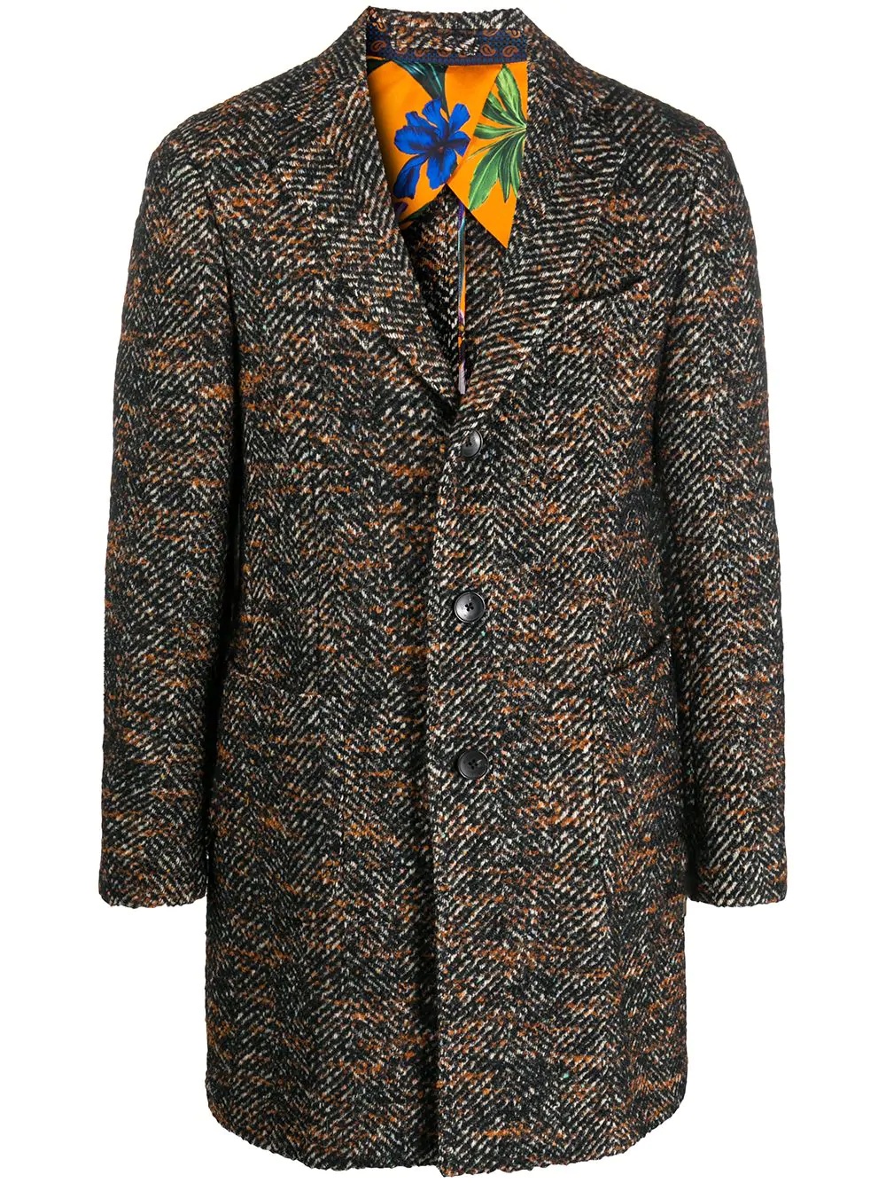 speckled single-breasted coat - 1