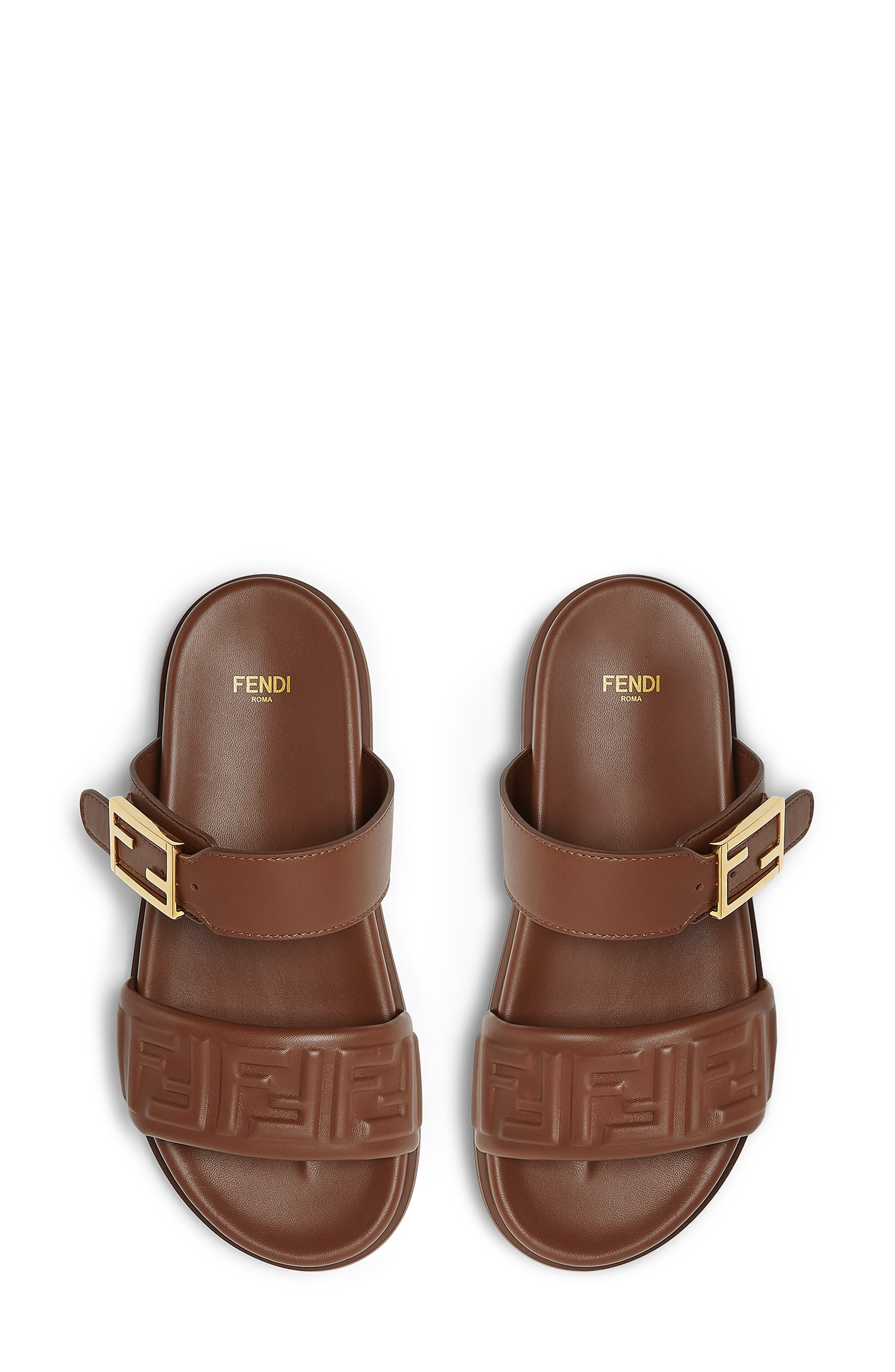 Fendi Feel FF Double Band Sandal in Brown at Nordstrom - 3