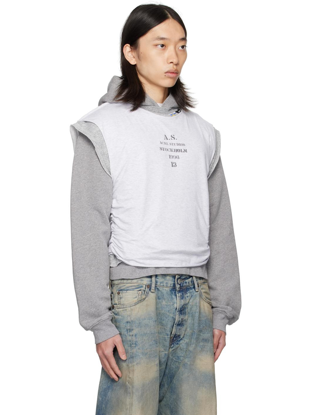 Gray Layered Hooded Sweatshirt - 2