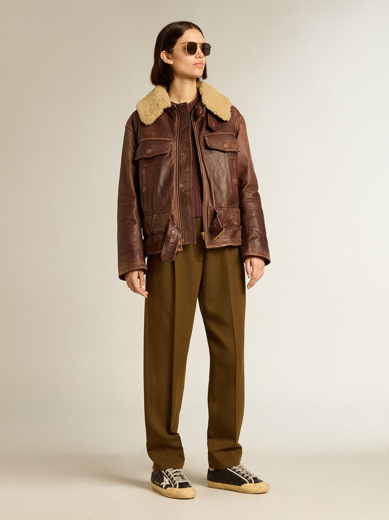 Golden Goose Cropped sweater in burgundy wool with crystals outlook