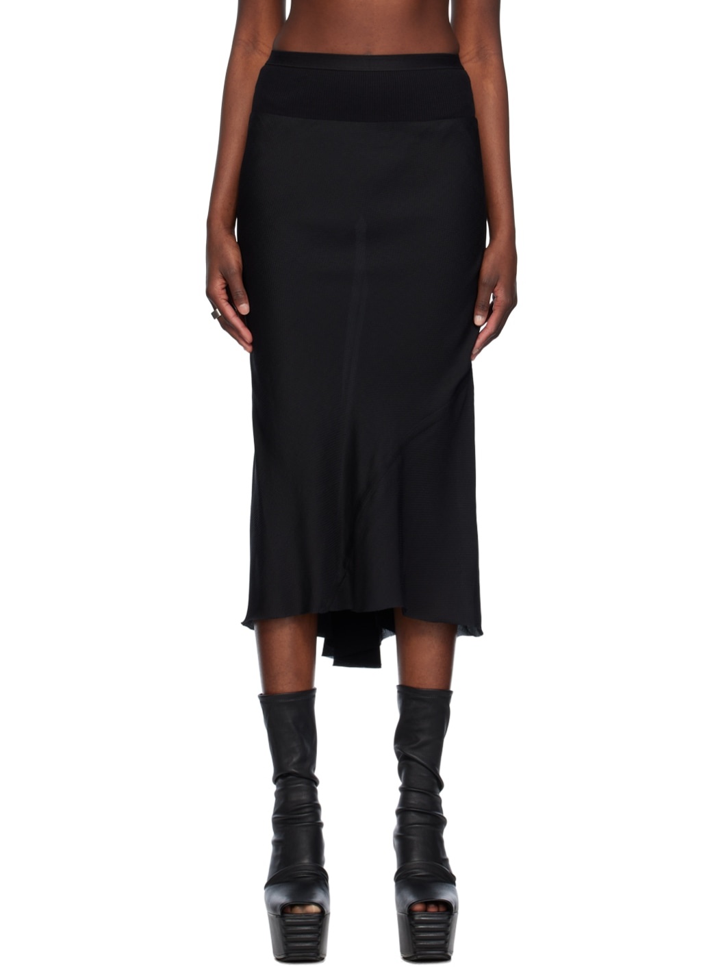 Black A Line Midi Skirt - 1