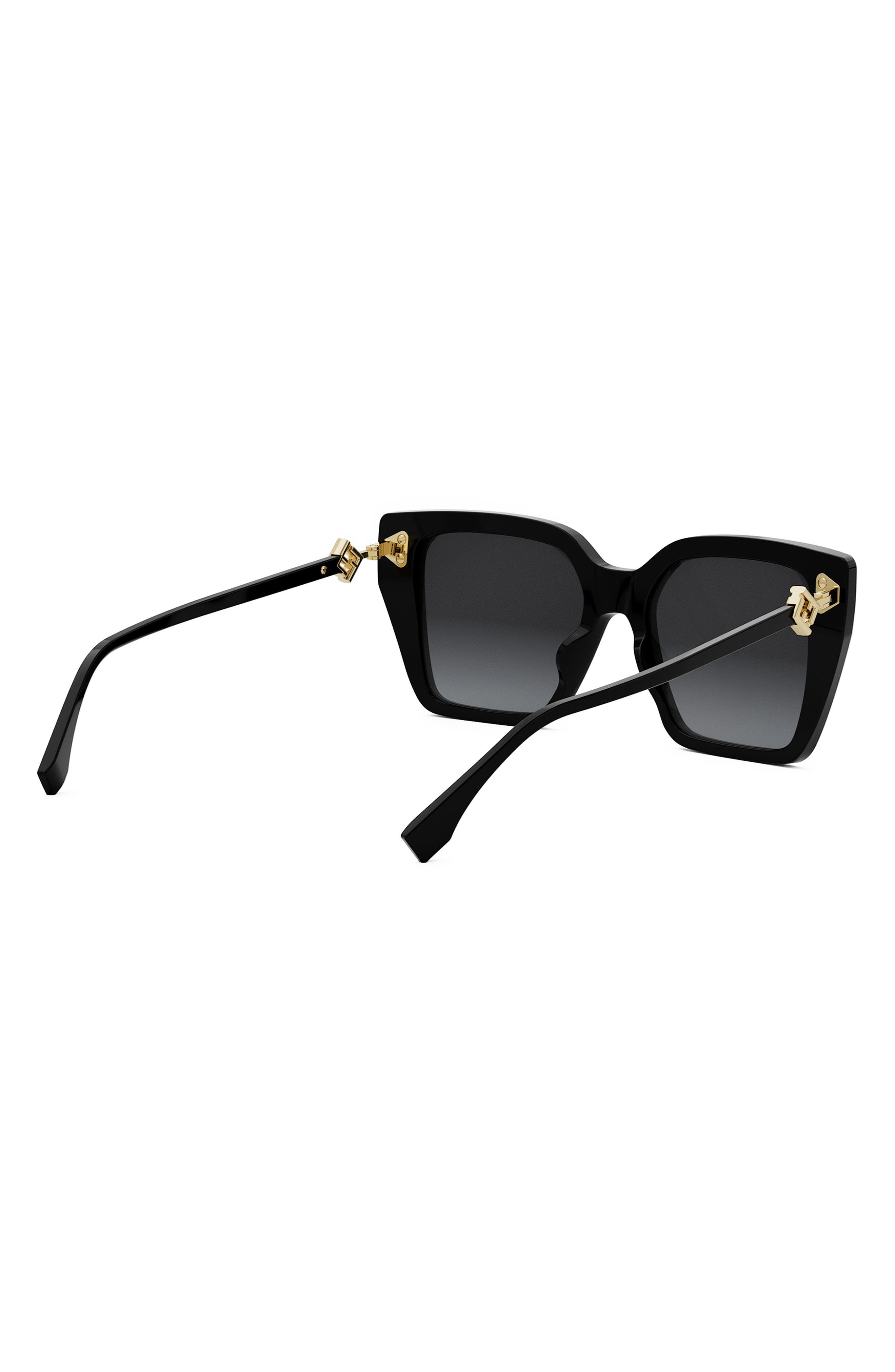 Fendi FF Diamonds 54mm Gradient Square Sunglasses in Shiny Black /Gradient Smoke at Nordstrom - 4