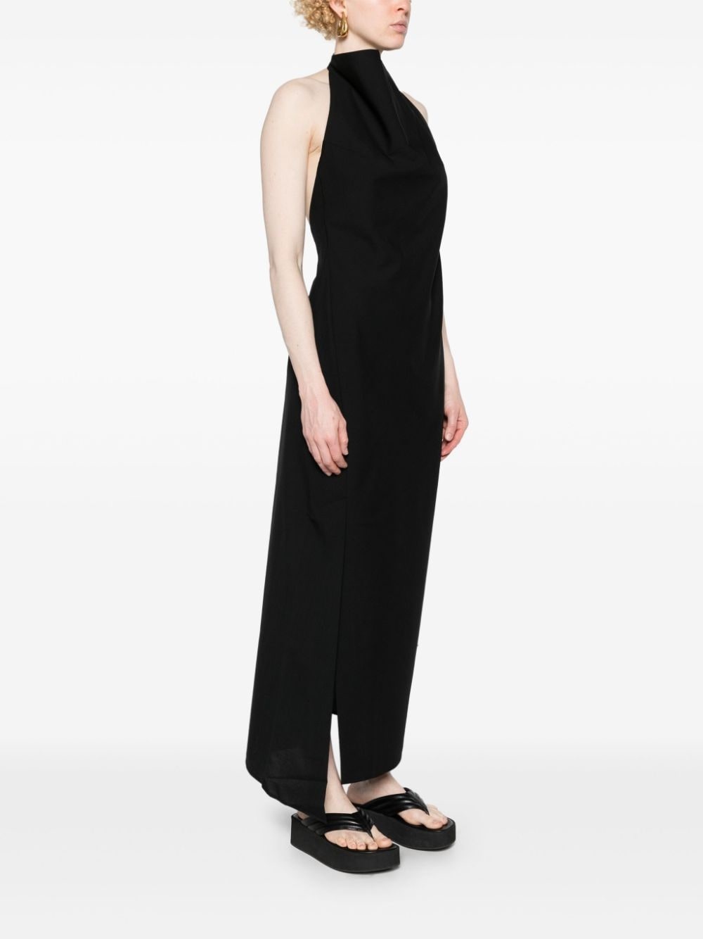 halterneck virgin wool maxi dress - 3