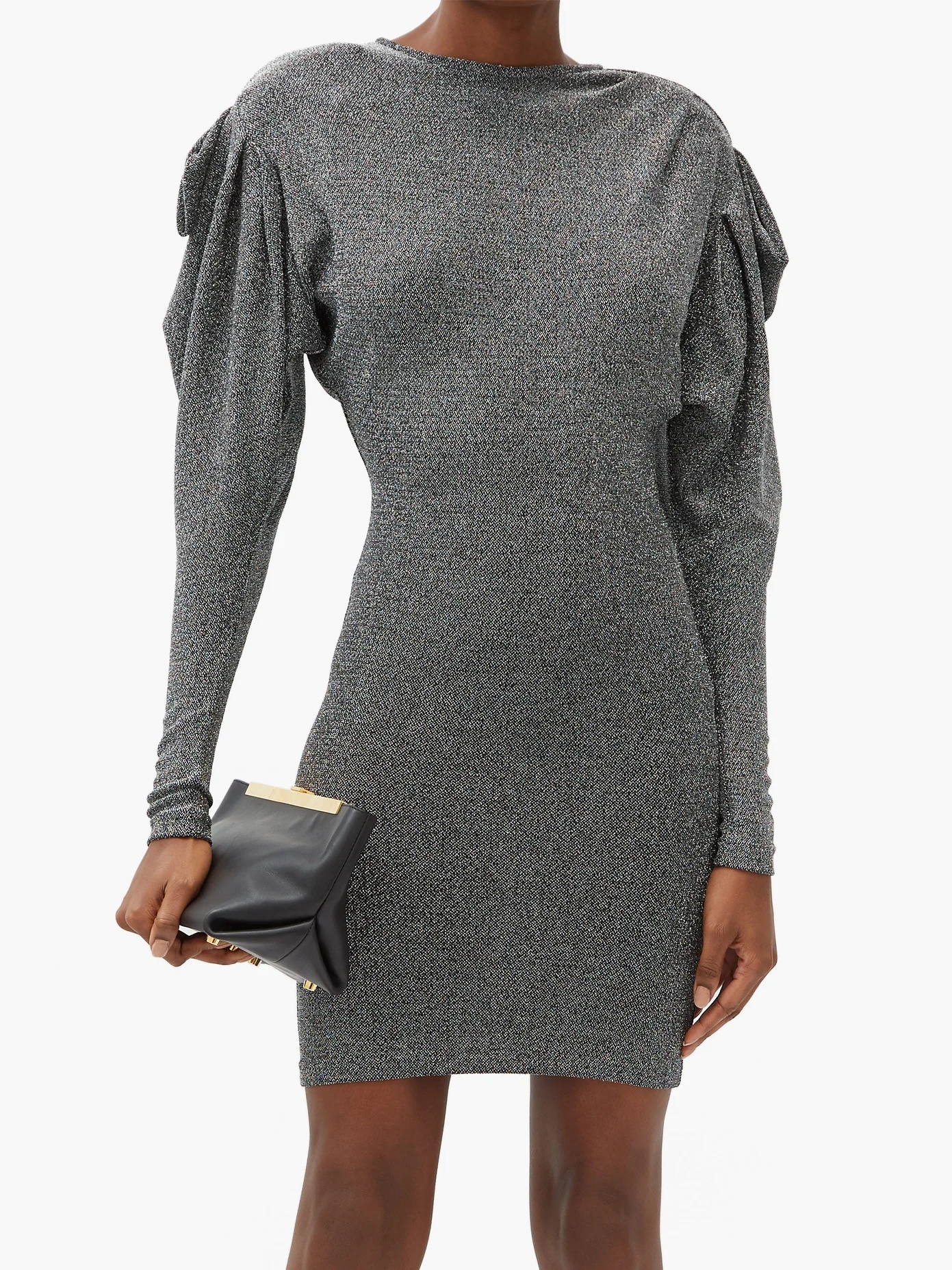 Waden gathered-shoulder metallic-jersey dress - 6