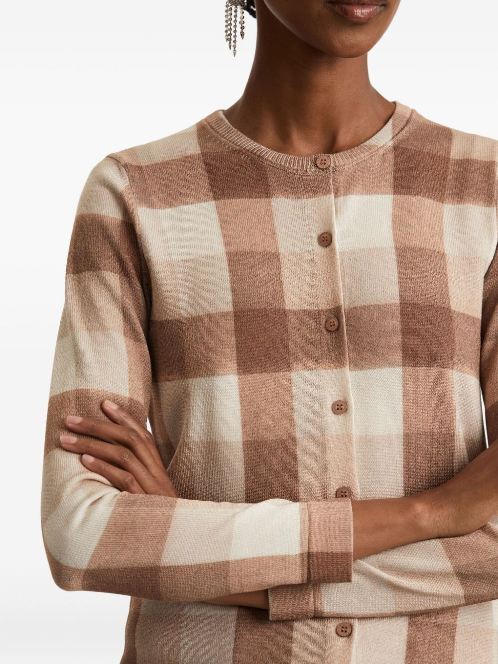 gingham check cardigan - 5