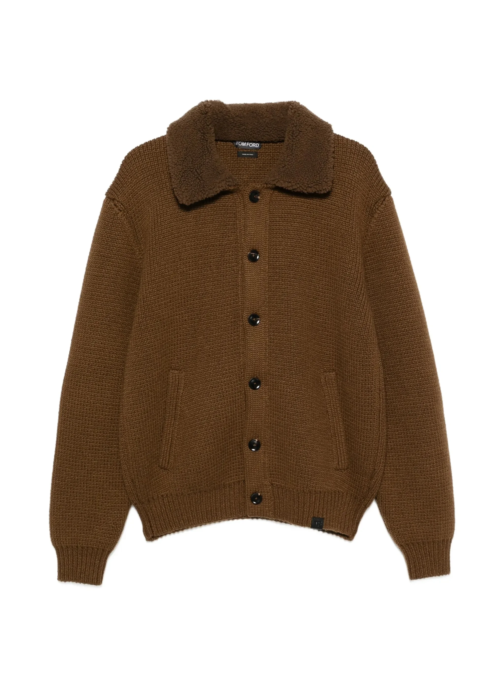 Tom Ford Shearling-collar Elbow-patch Cardigan - 1