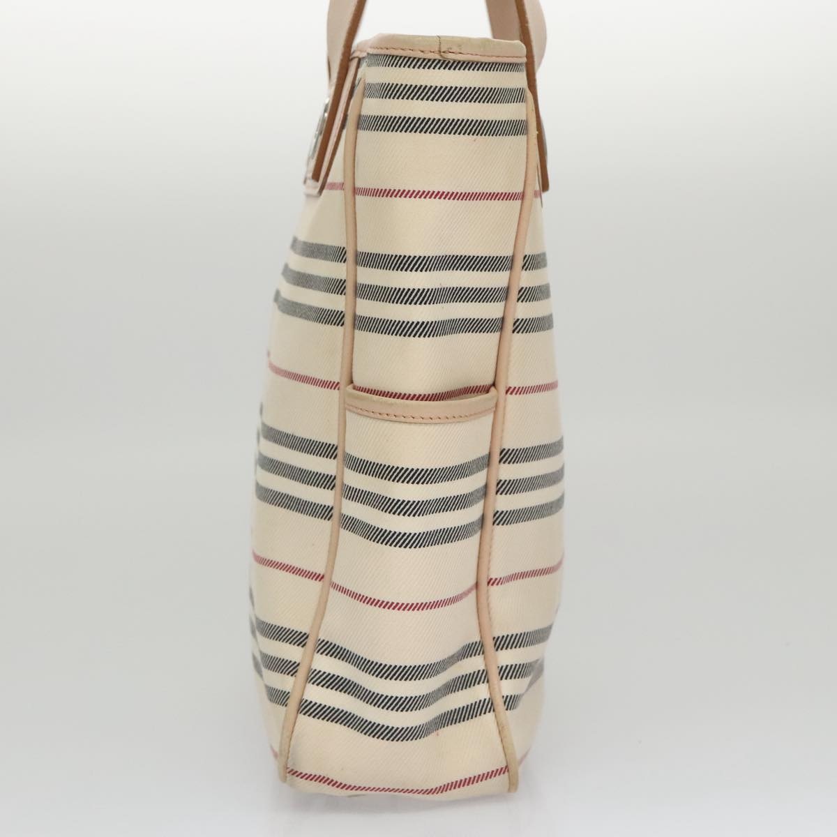 Burberry Shoulder Bag Canvas Leather Beige Cream Silver - 3