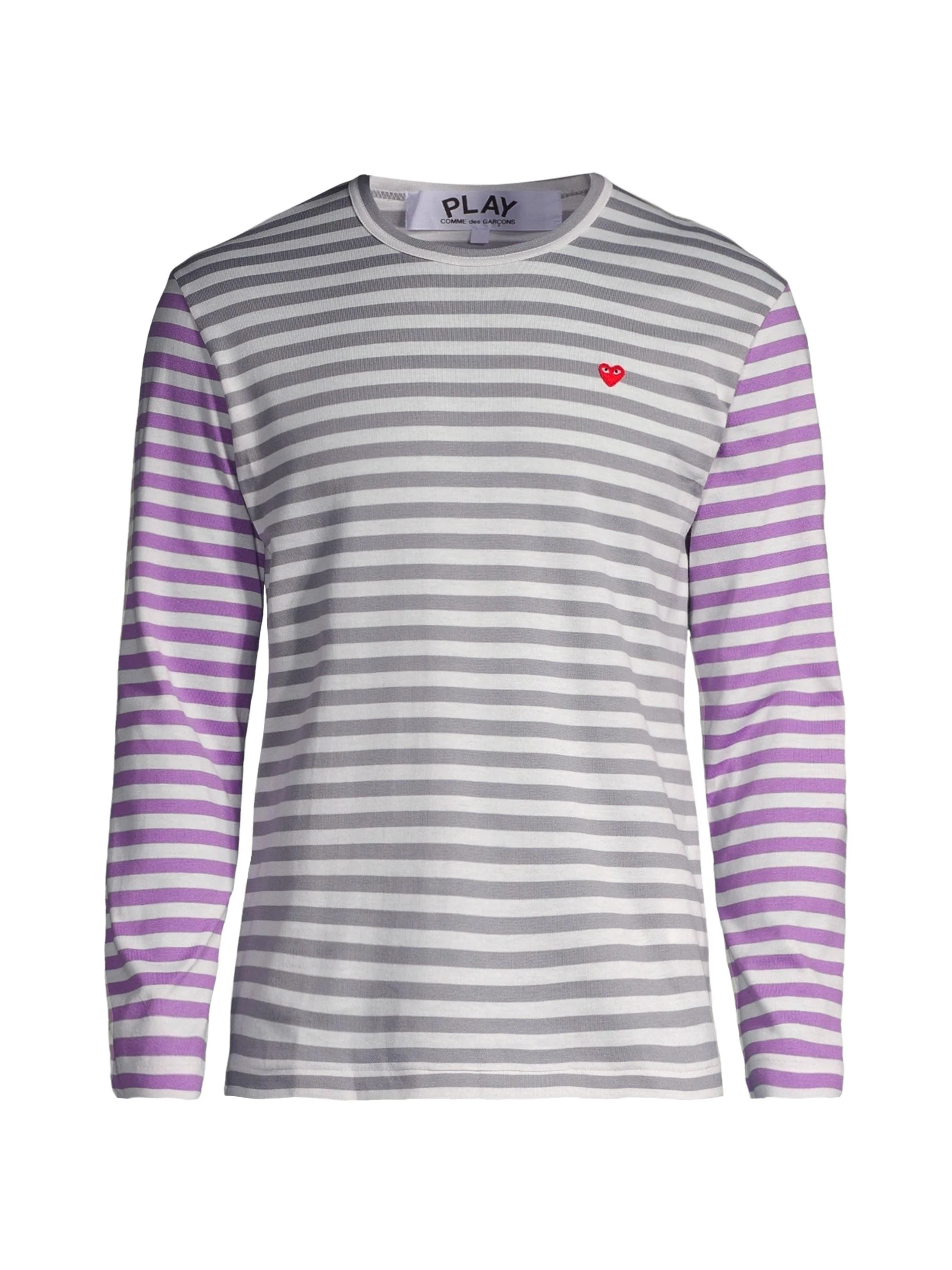 MENS LONG SLEEVES TEE BI-COLOUR STRIPED - GRAY/PURPLE - 1