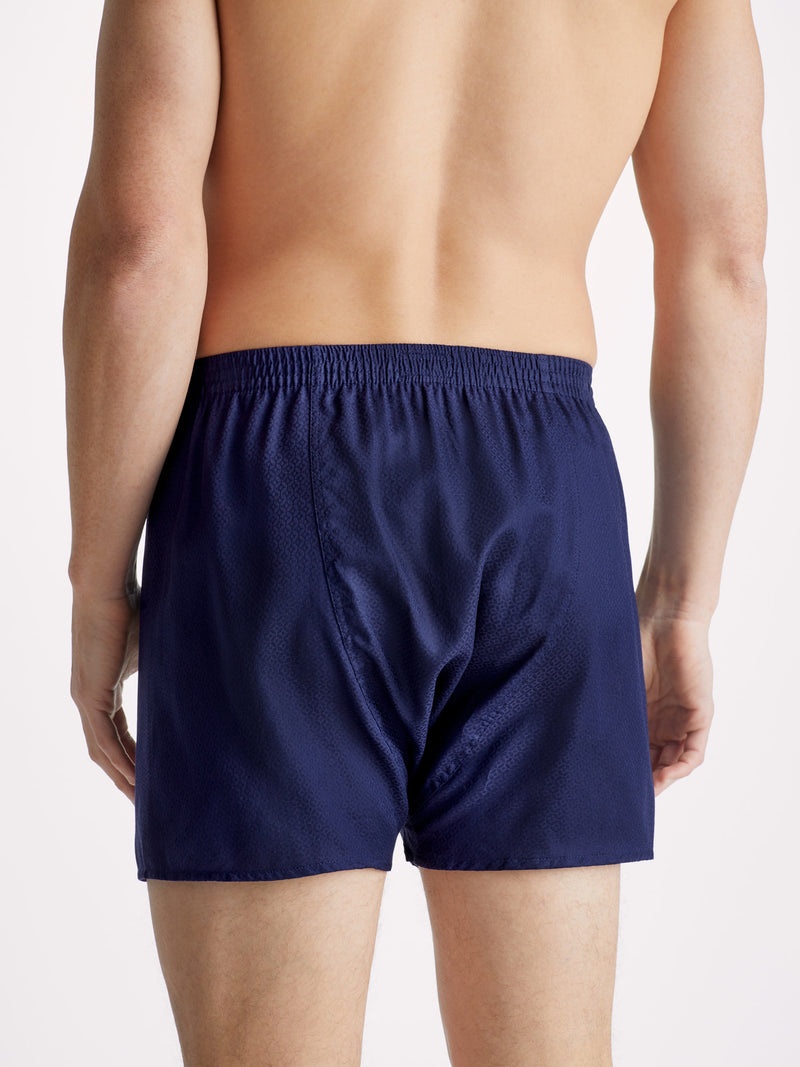 Men's Classic Fit Boxers Lombard 6 Cotton Jacquard Navy - 7