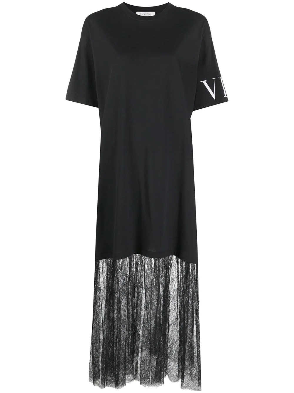 VLTN lace panelling T-shirt dress - 1