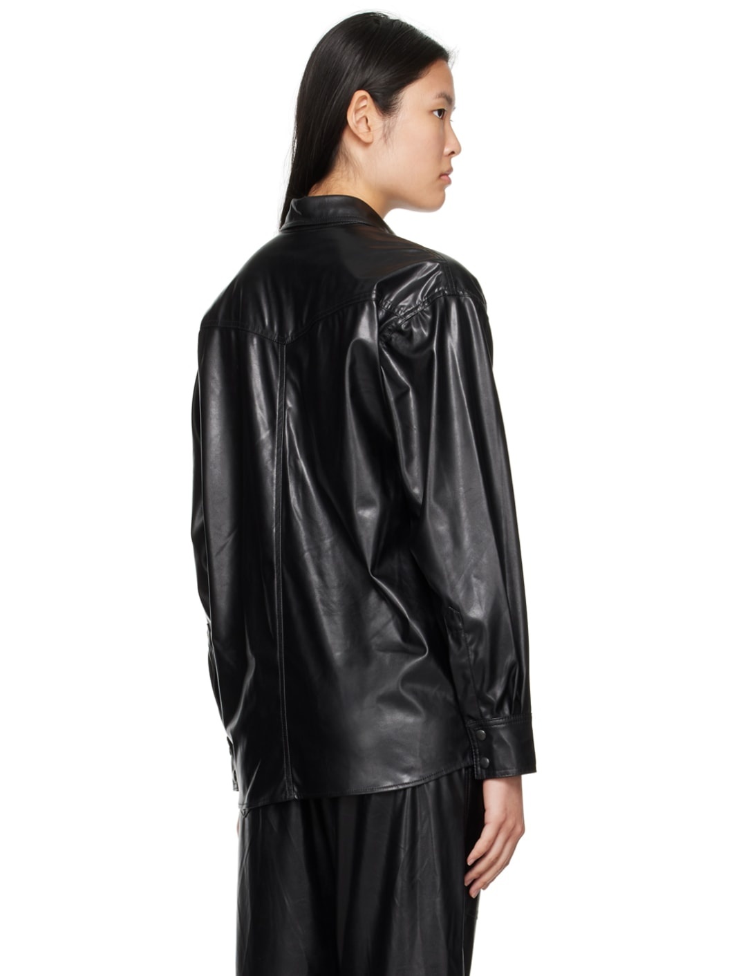 Black Berny Faux-Leather Shirt - 3