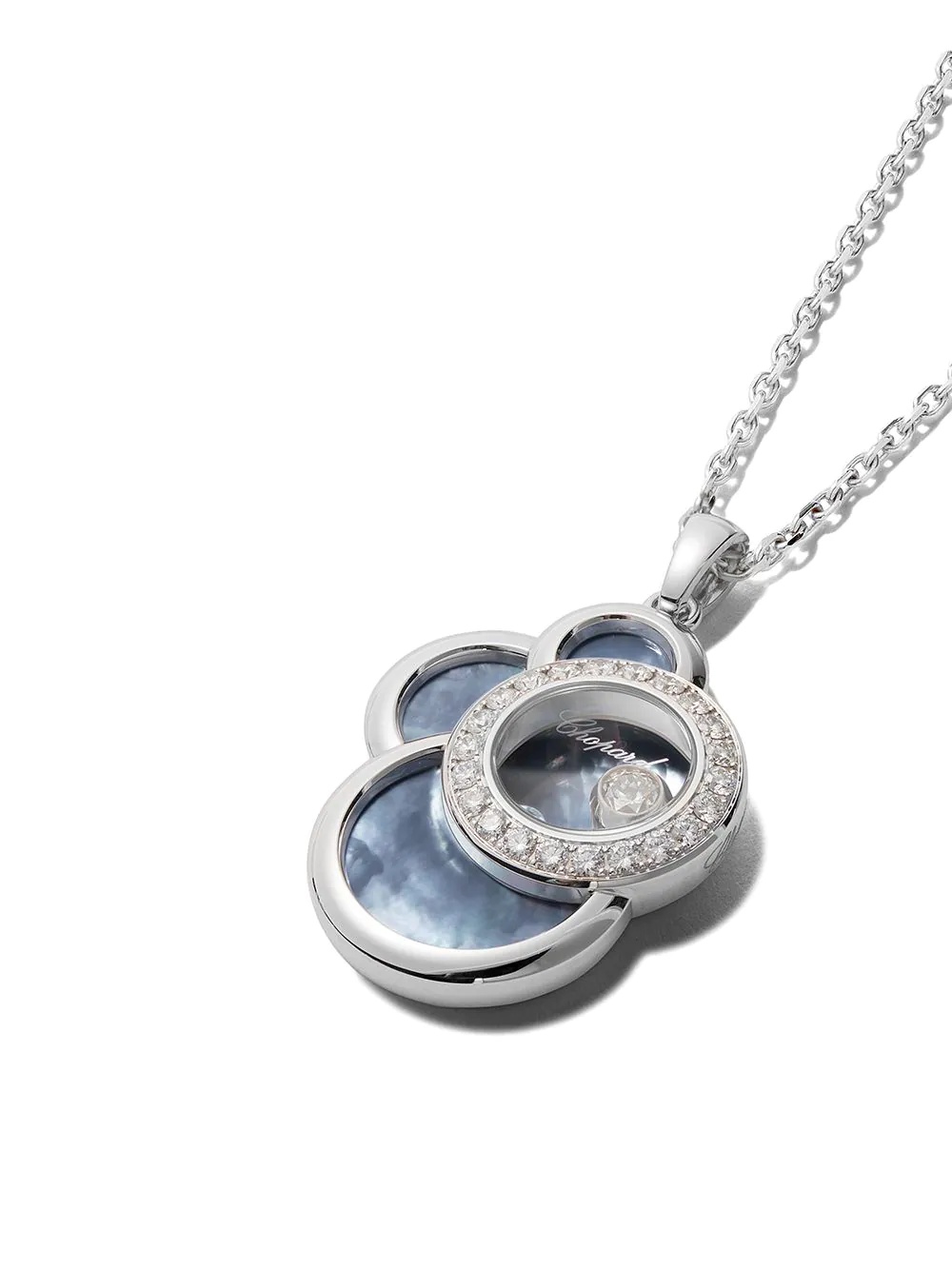 18kt white gold Happy Dreams blue mother-of-pearl and diamond pendant necklace - 3