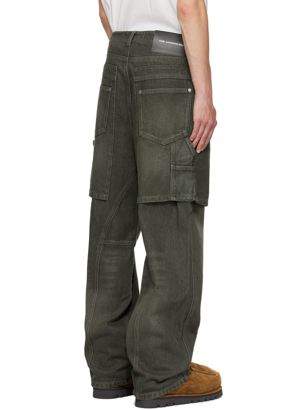 Khaki Raptor Layered Wide-Leg Jeans - 3