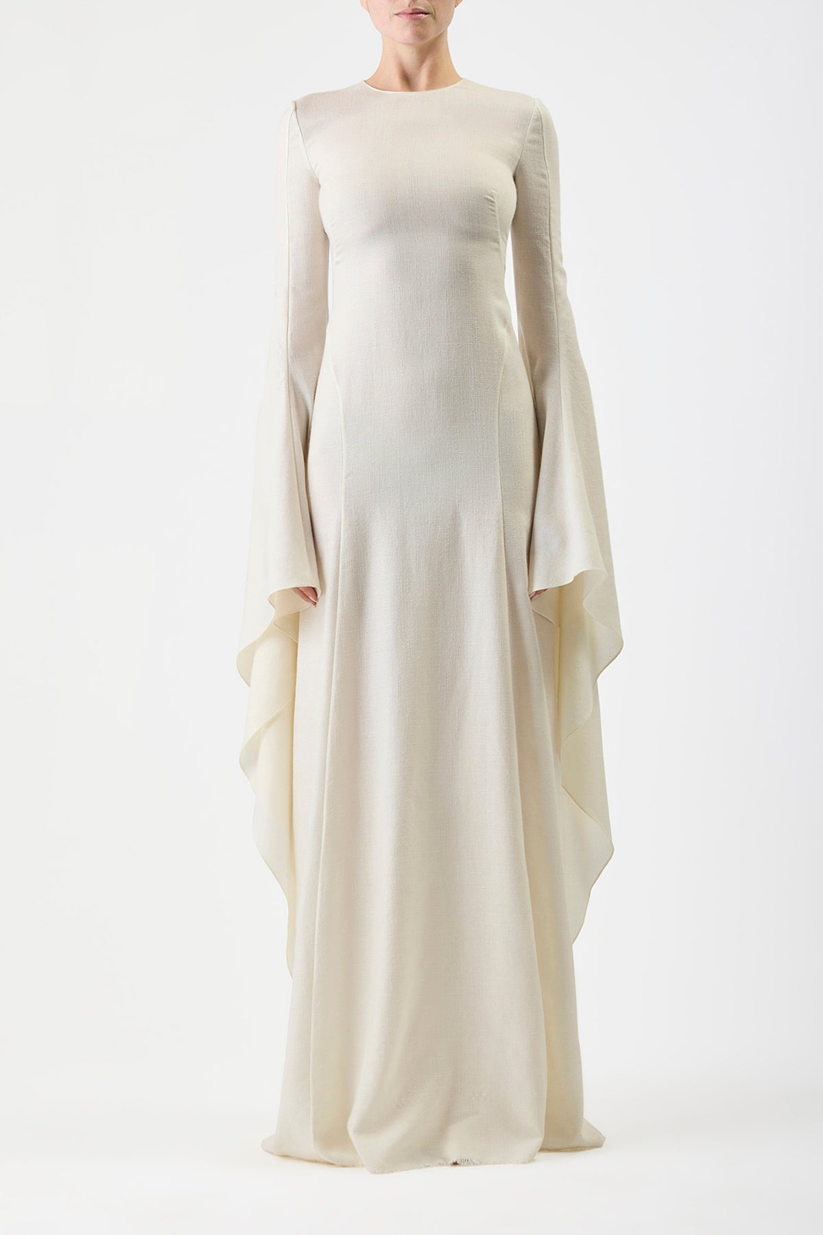 Sigrud Draped Dress in Silk Wool Gauze - 2