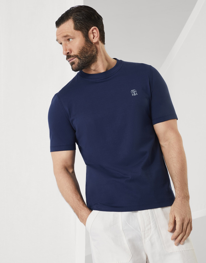 Cotton jersey crew neck T-shirt with logo 1