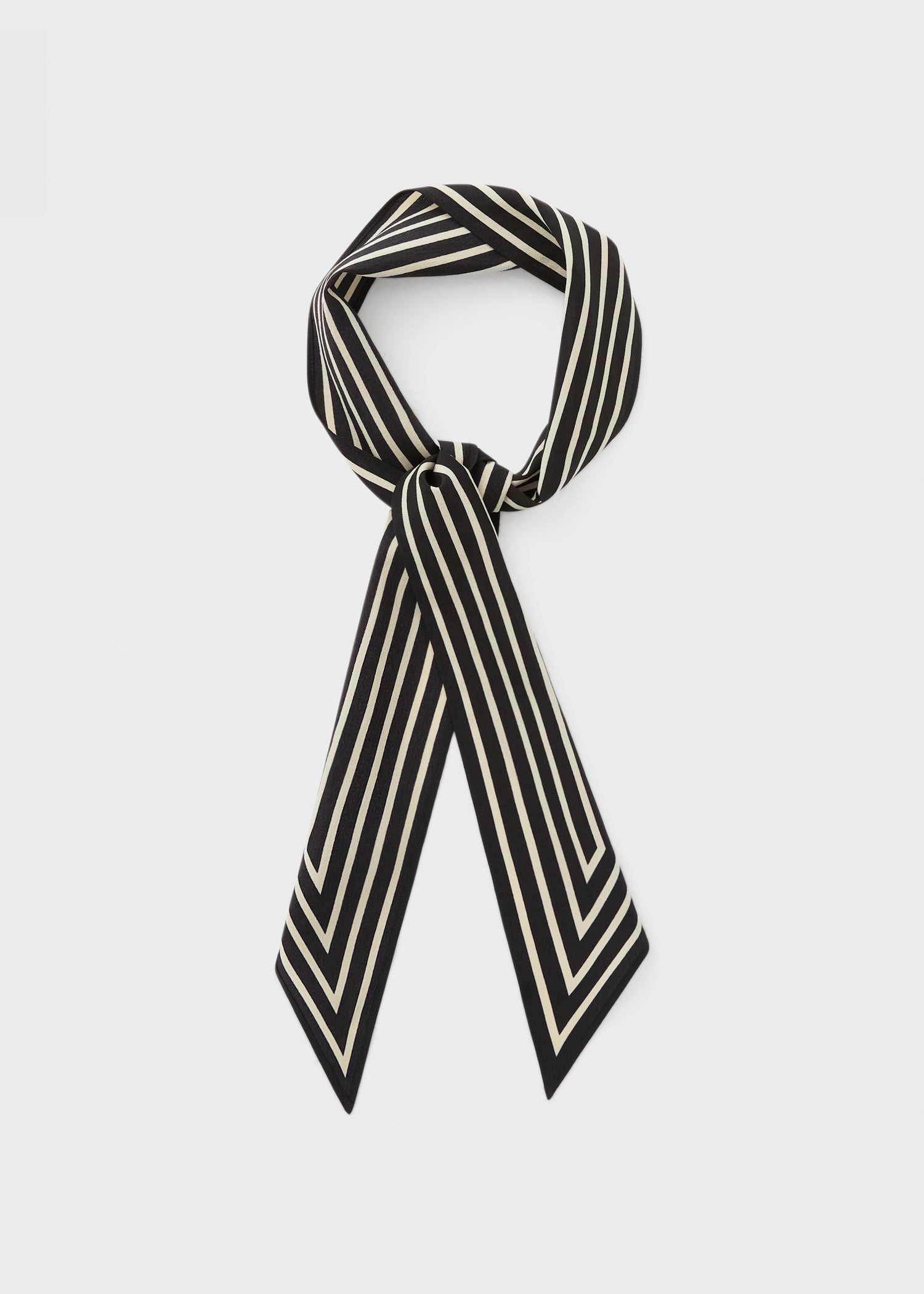 Signature monogram silk ribbon scarf black - 2