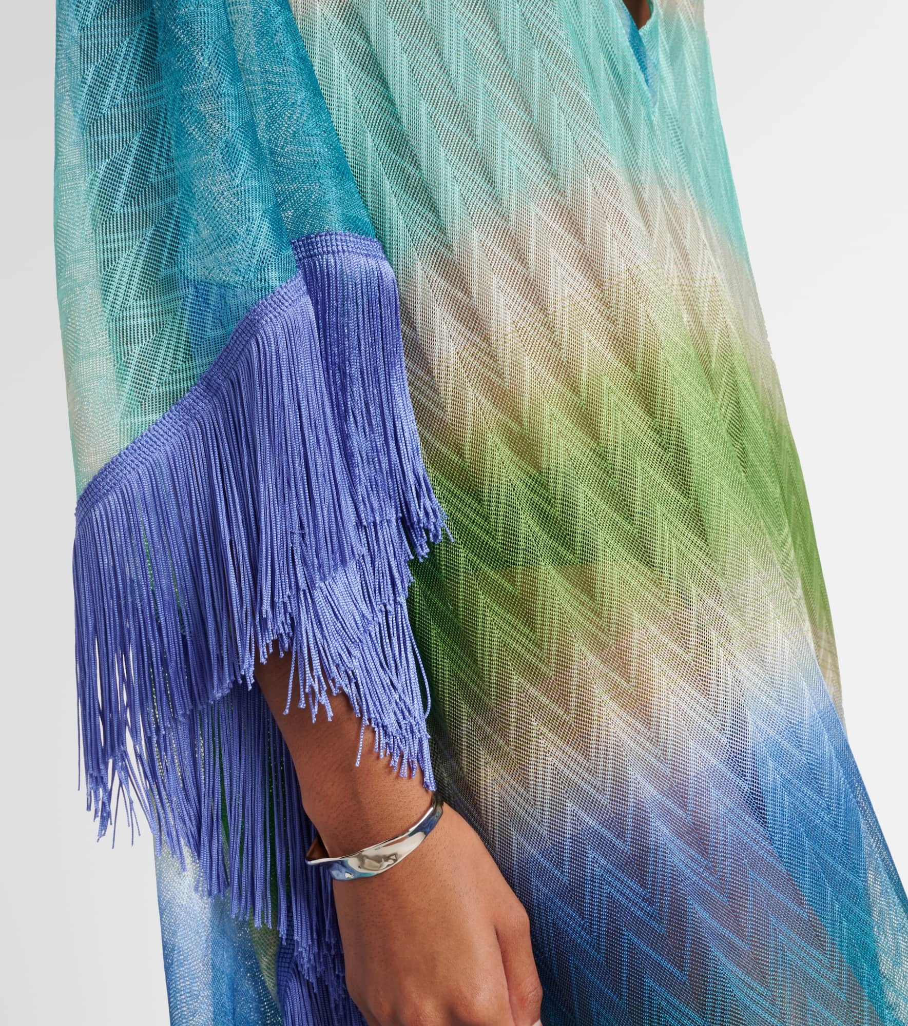 Zig Zag fringed crochet lamé kaftan - 5