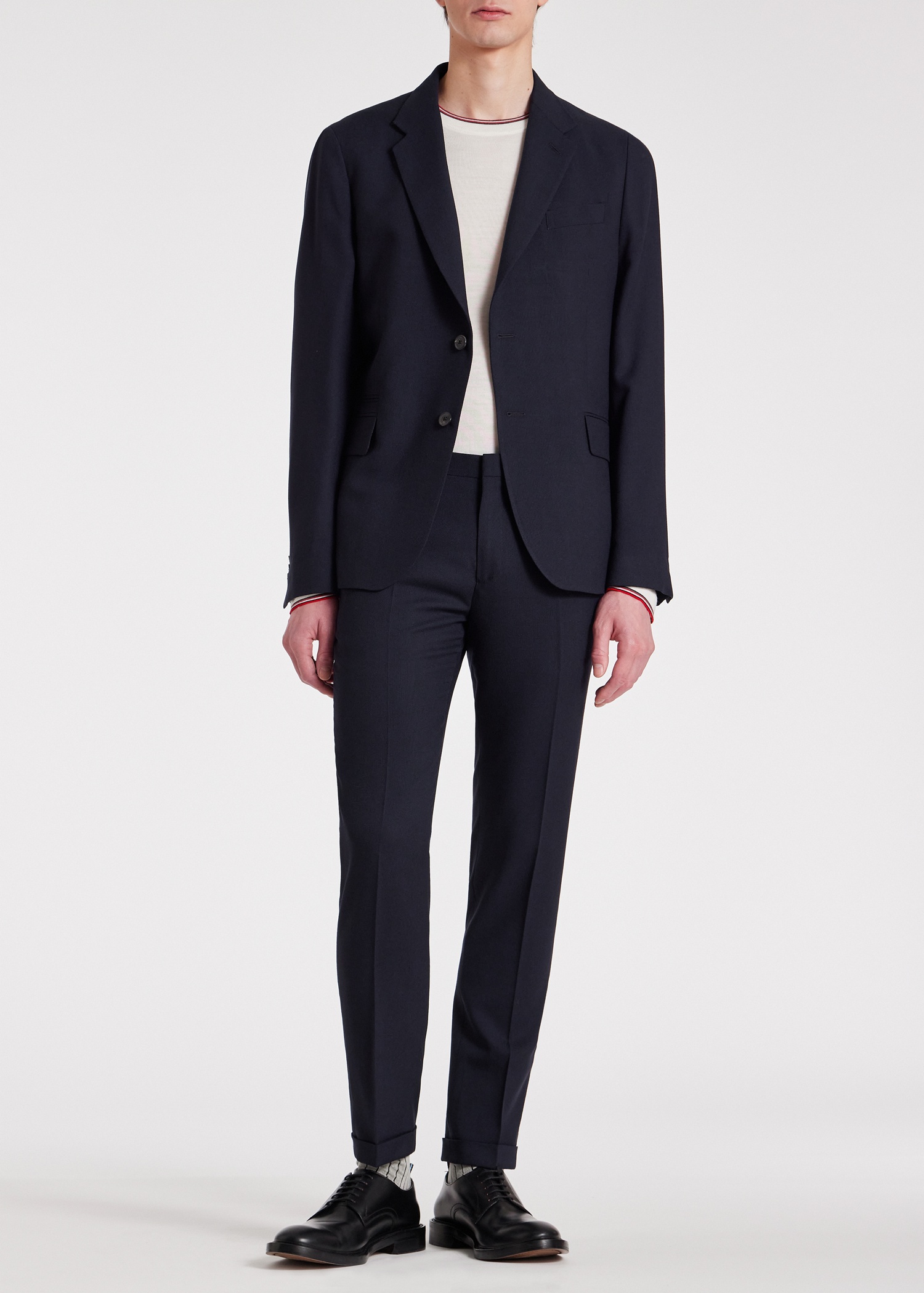 Slim-Fit Navy Wool Nep Trousers - 5