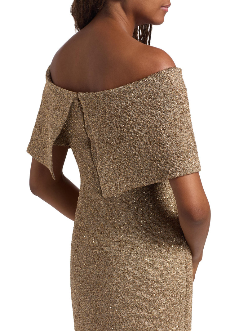 Women's Deedie Sequined Knit Off-Shoulder Gown - Taupe 6