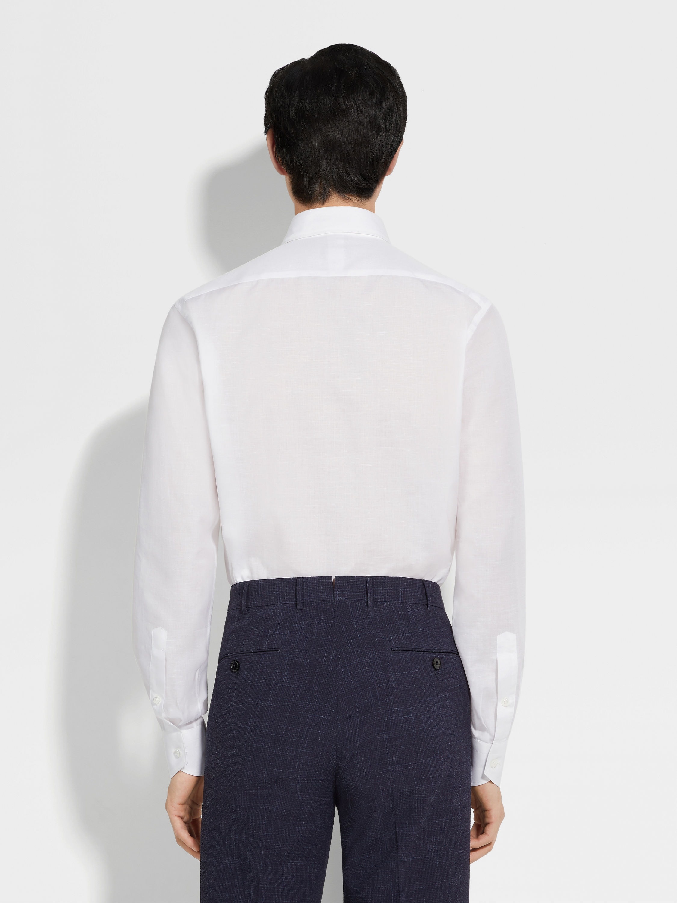 OPTICAL WHITE CENTOVENTIMILA COTTON AND LINEN SHIRT - 4