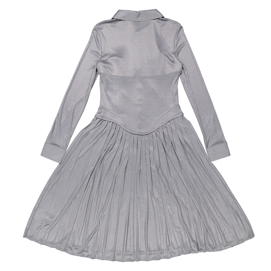 Burberry Grey Melange Marcella Pleated Jersey Corset Dress - 7
