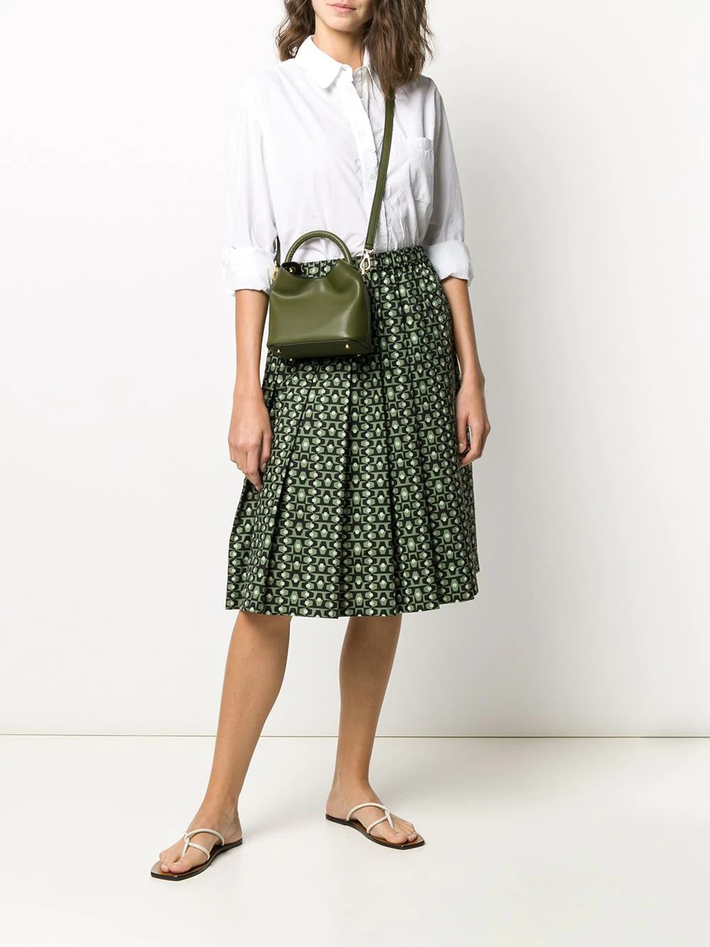 tile print pleated skirt - 2