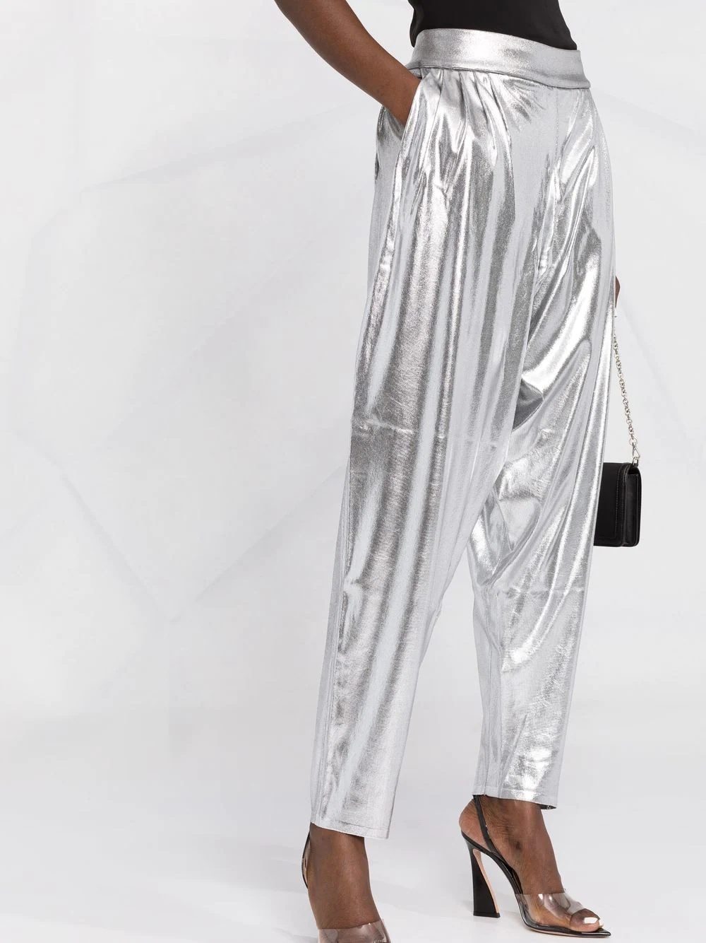 lamé tapered trousers - 5