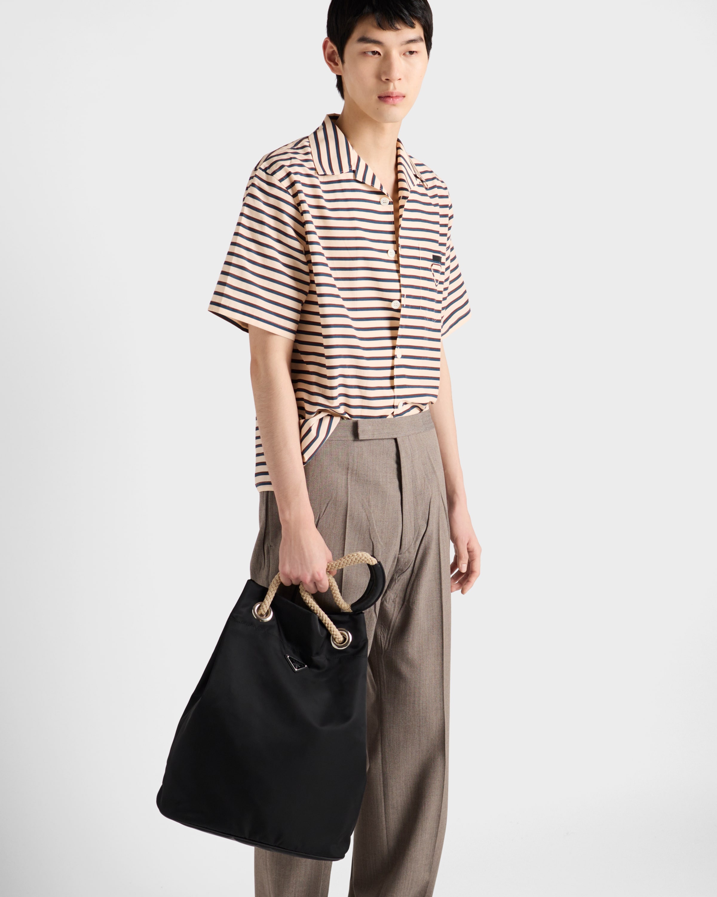 Striped cotton and silk bowling shirt - 6
