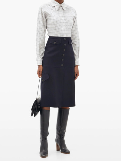 Victoria Beckham Butterfly-collar checked cotton shirt outlook