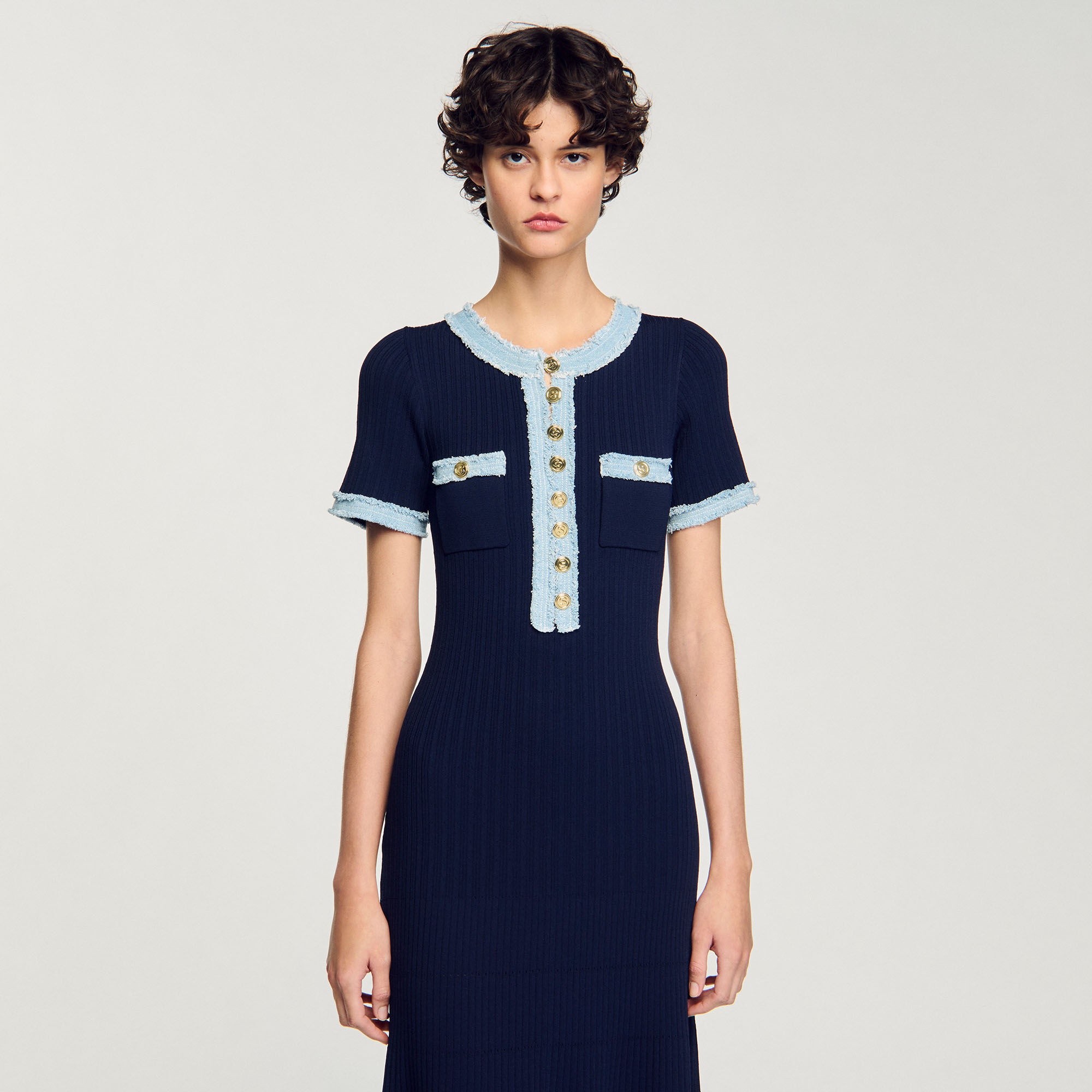 KNIT AND DENIM MAXI DRESS - 4