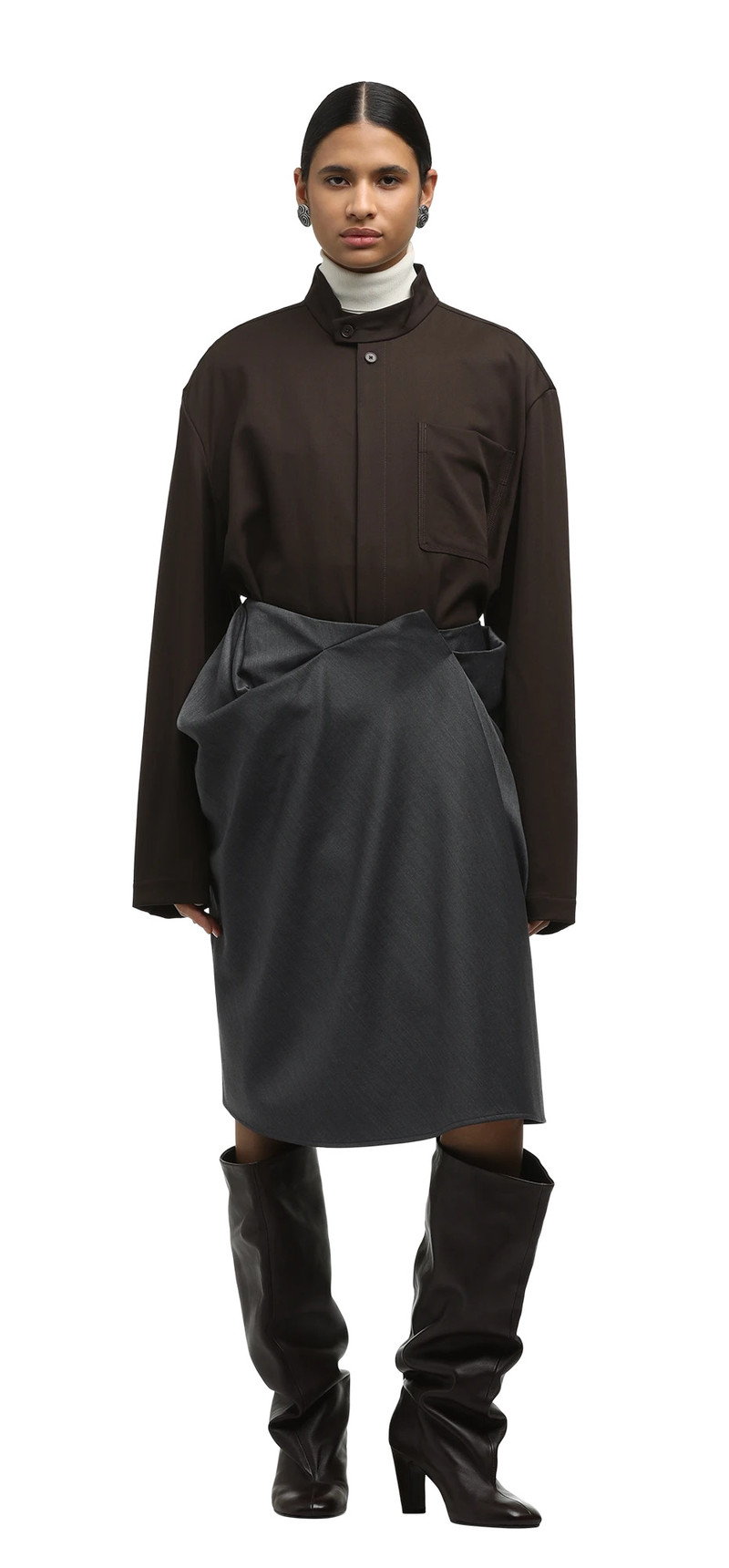 entire studios CREASE SKIRT GREY outlook