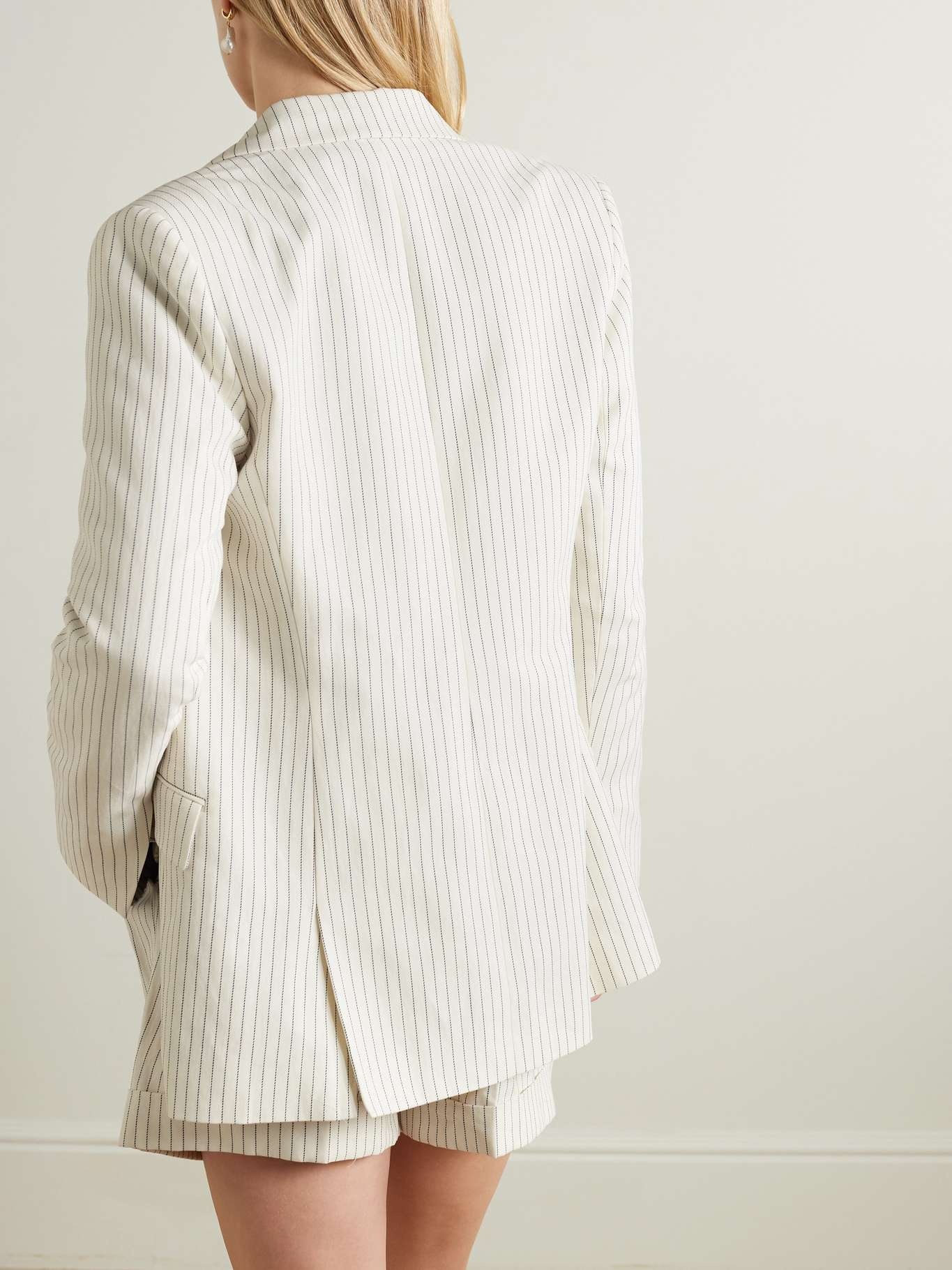Double-breasted pinstriped cotton-blend twill blazer - 4