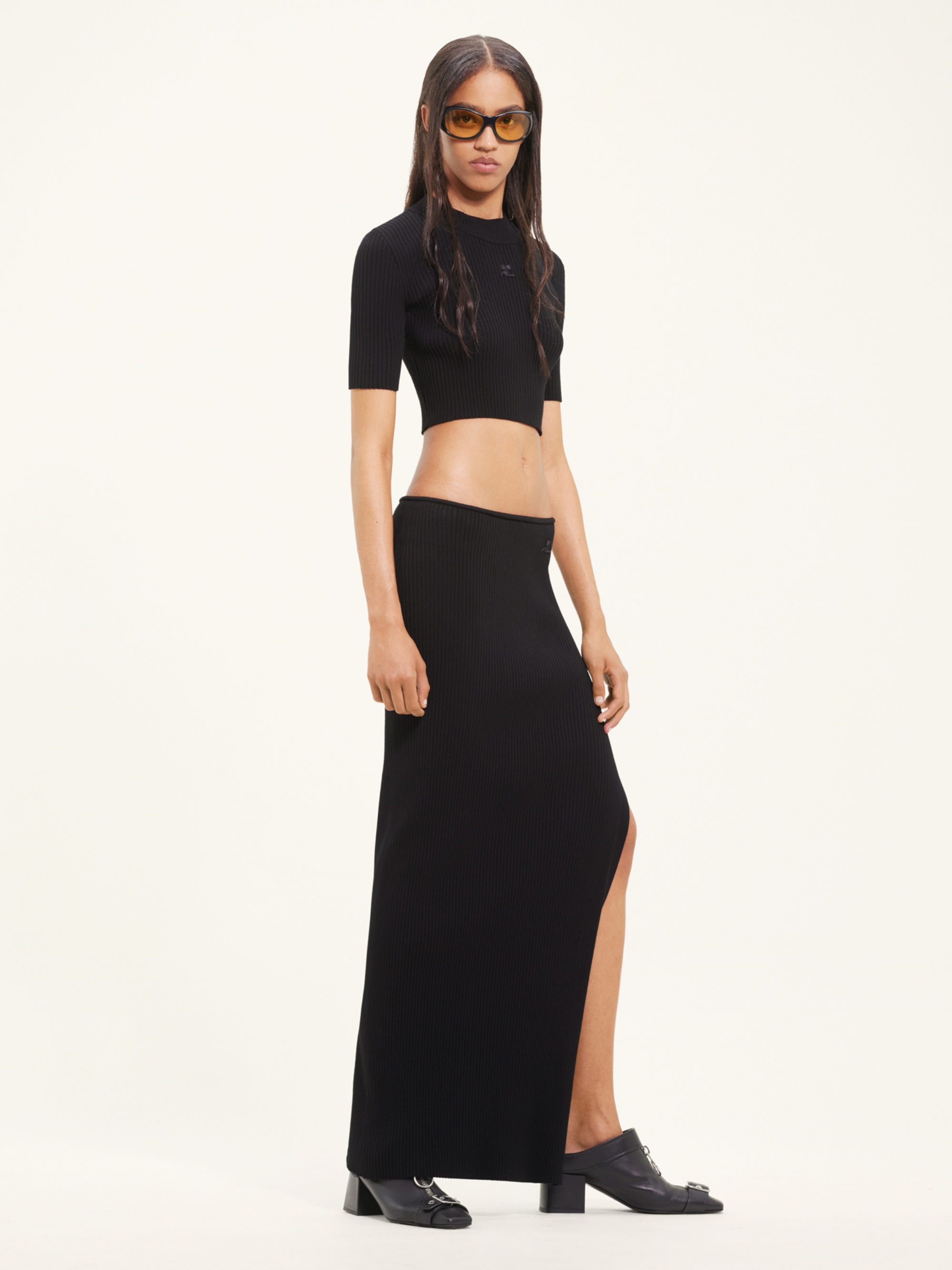 TUBE RIB KNIT LONG SKIRT - 3
