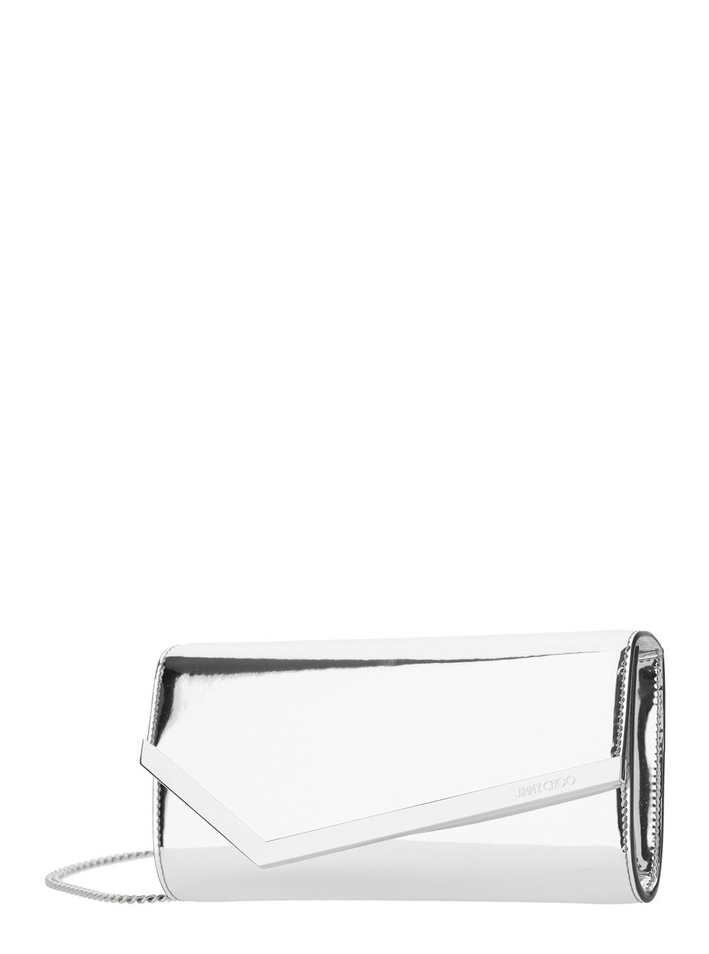 Jimmy Choo Women 'Emmie' Metallic Envelope Clutch With Logo Lettering On The Front And Chain-Link Sh - 2