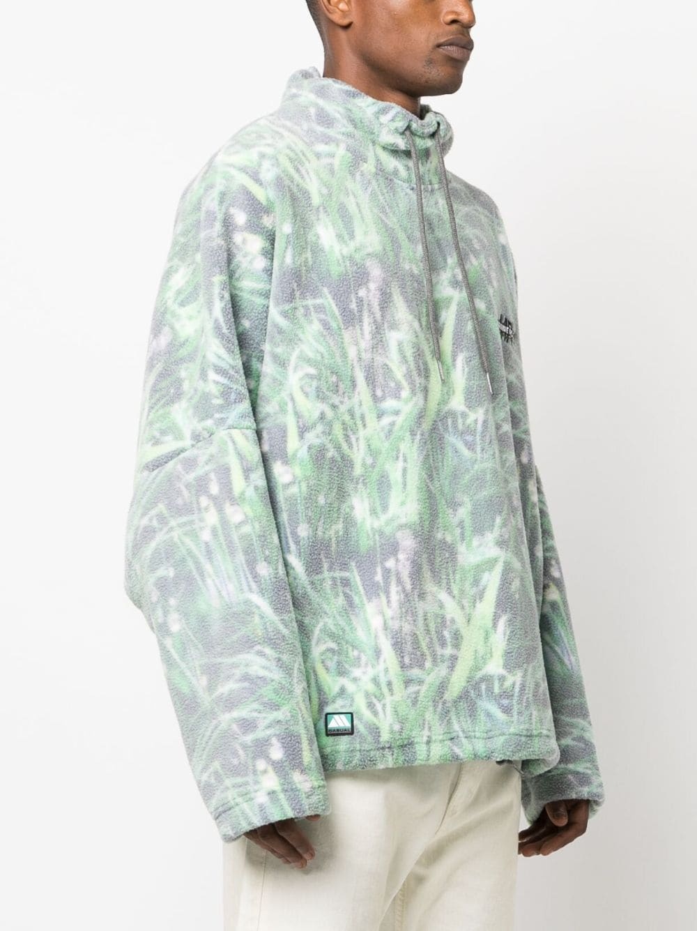 grass-print fleece-texture sweatshirt - 3
