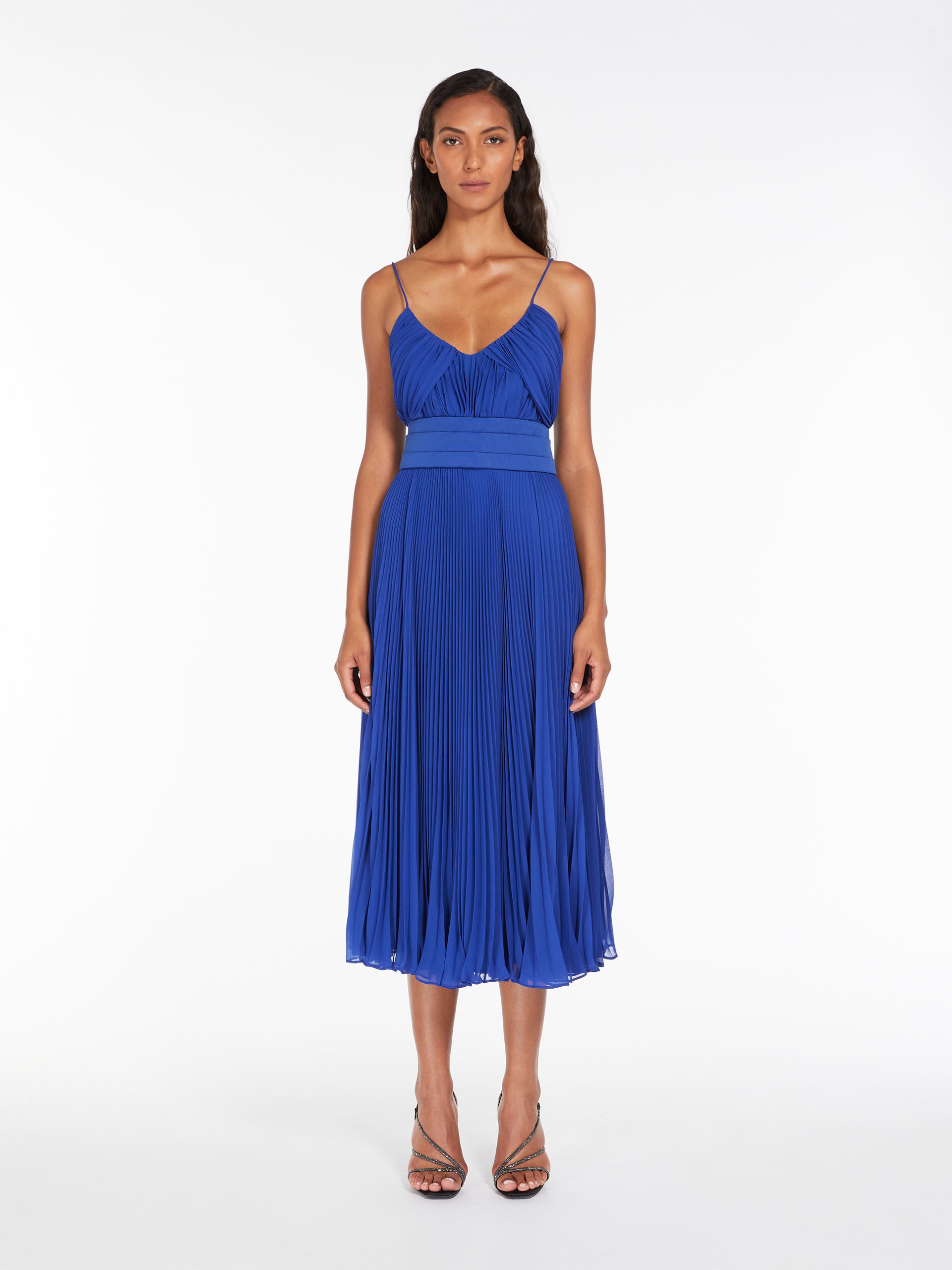 CLARINO Tuxedo dress in pleated fabric - 3