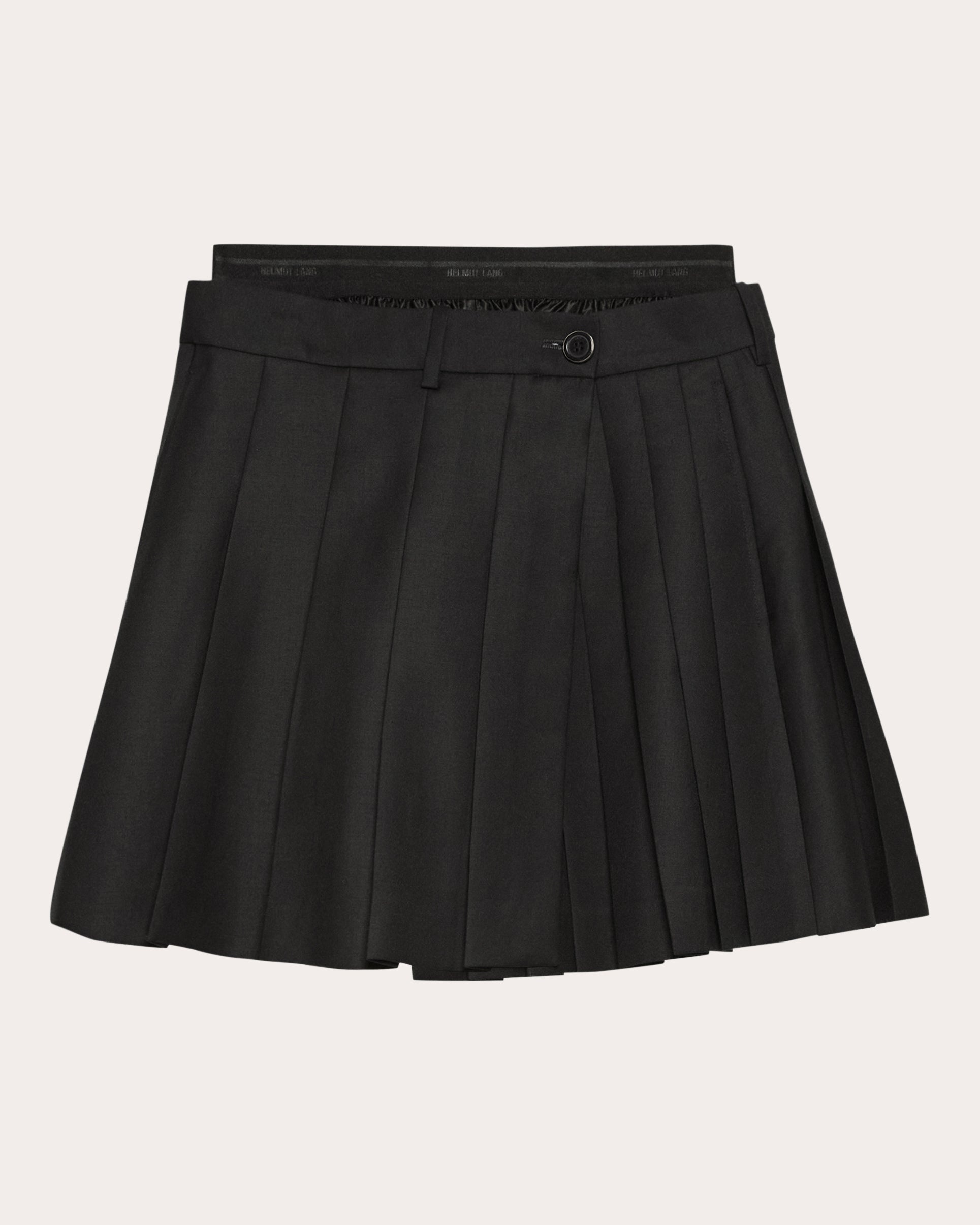 Pleated Wool Twill Layered Wrap Skort - 6