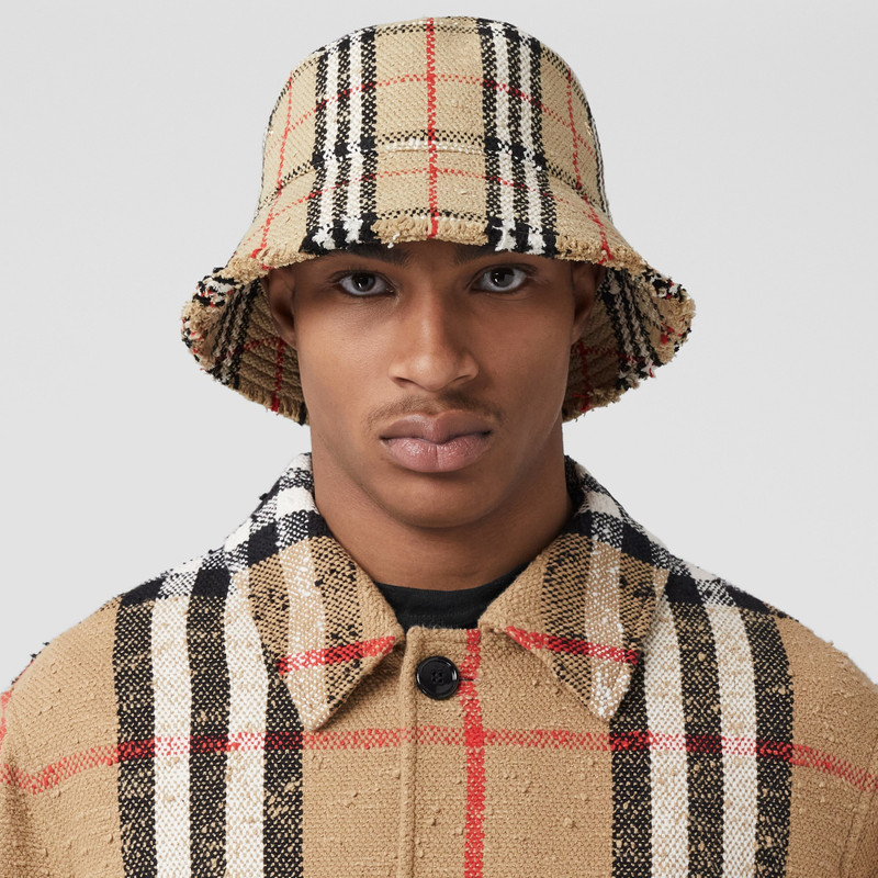 Check Bouclé Bucket Hat 3