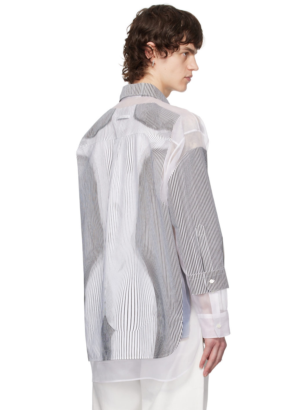 White & Black 'The Petit Grand Pinstripe Body Morphing' Shirt - 3