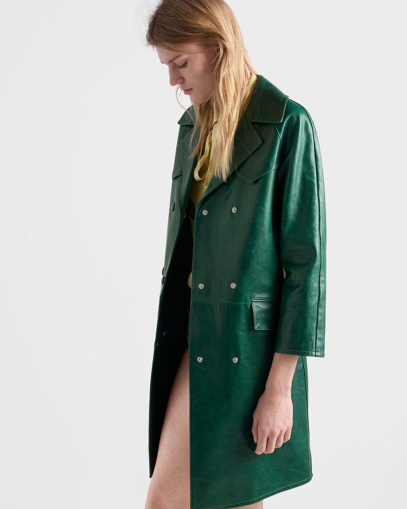 Double-breasted leather coat 6