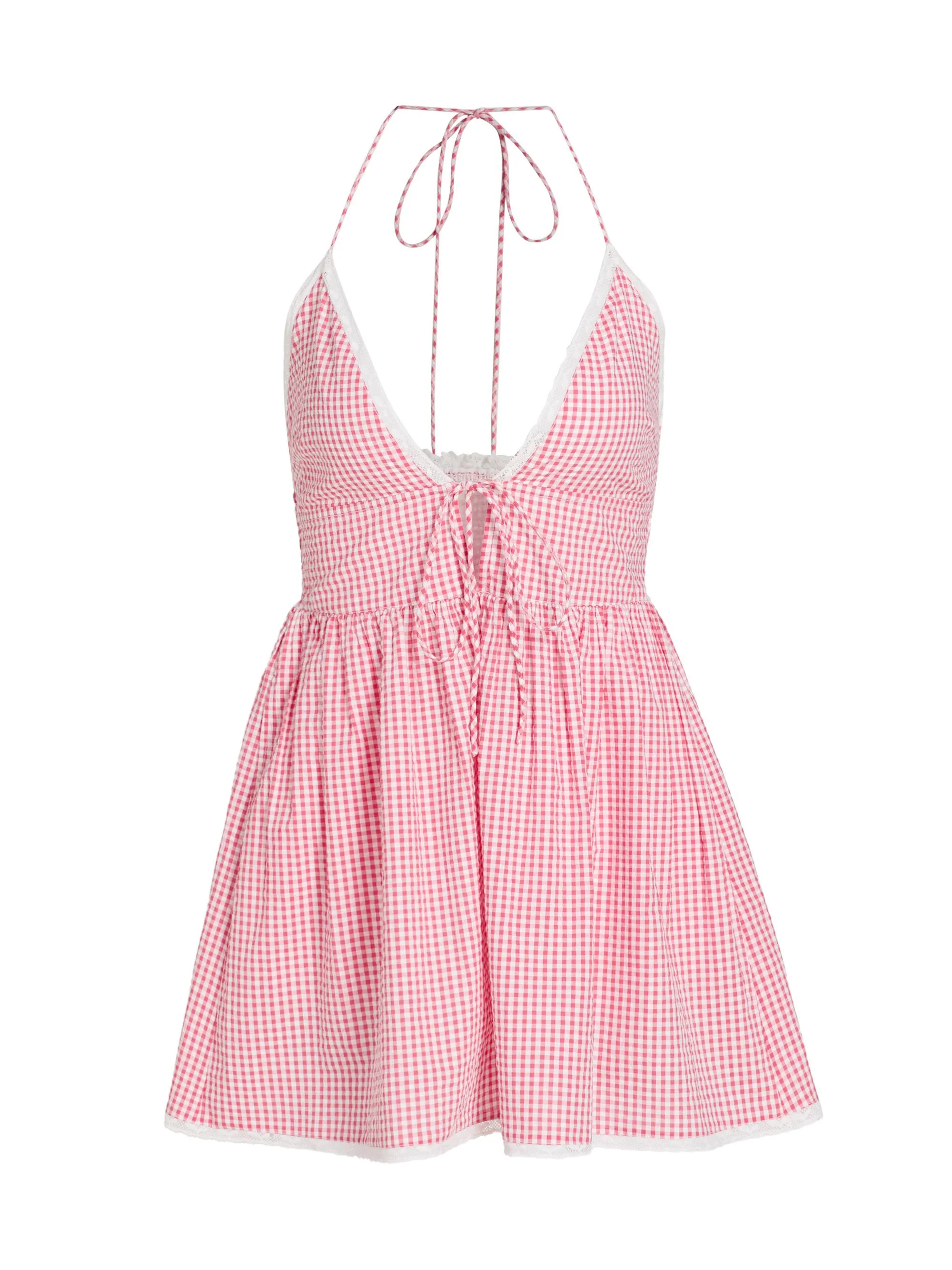 Women's Khloe Gingham Cotton Minidress - Berry Bramble - 1