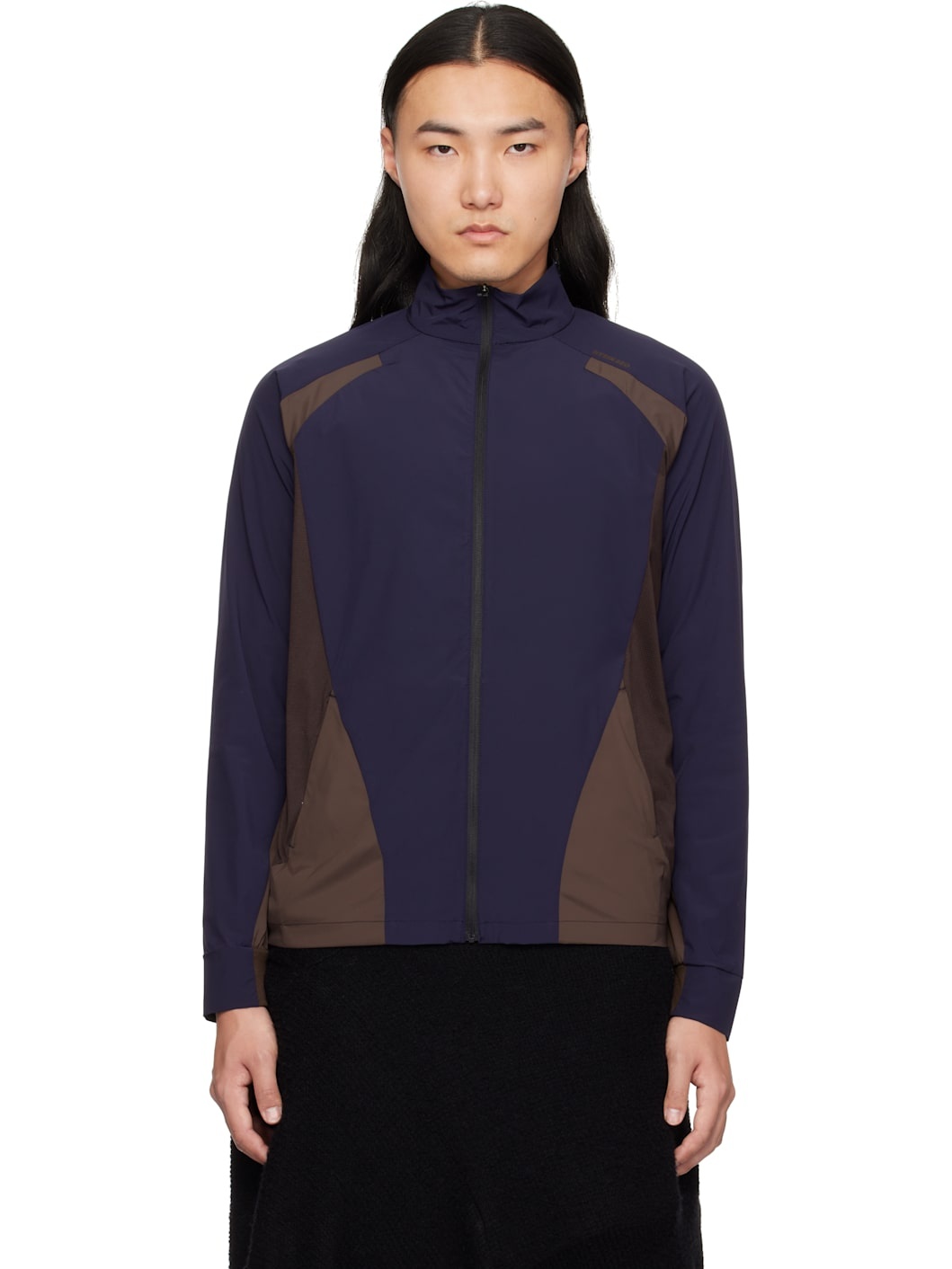 Navy & Brown Zip-Up Track Jacket - 1
