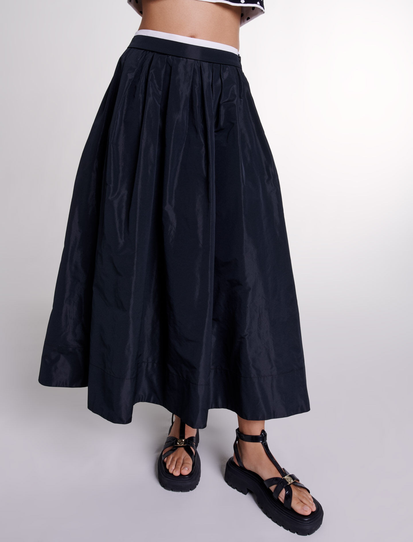 Long skirt with contrast waistband - 5