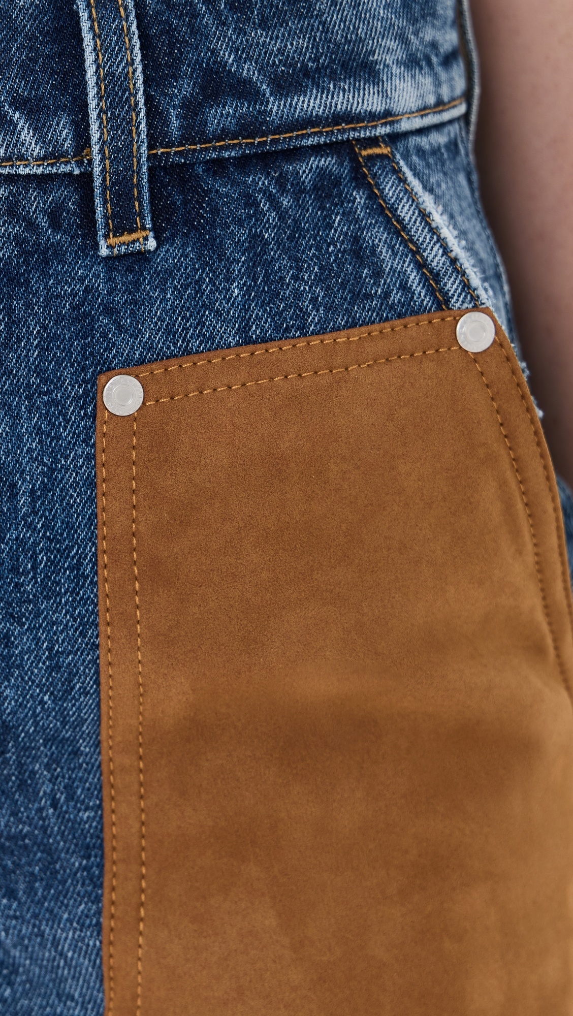 Denim Mixed Suede Jeans - 5